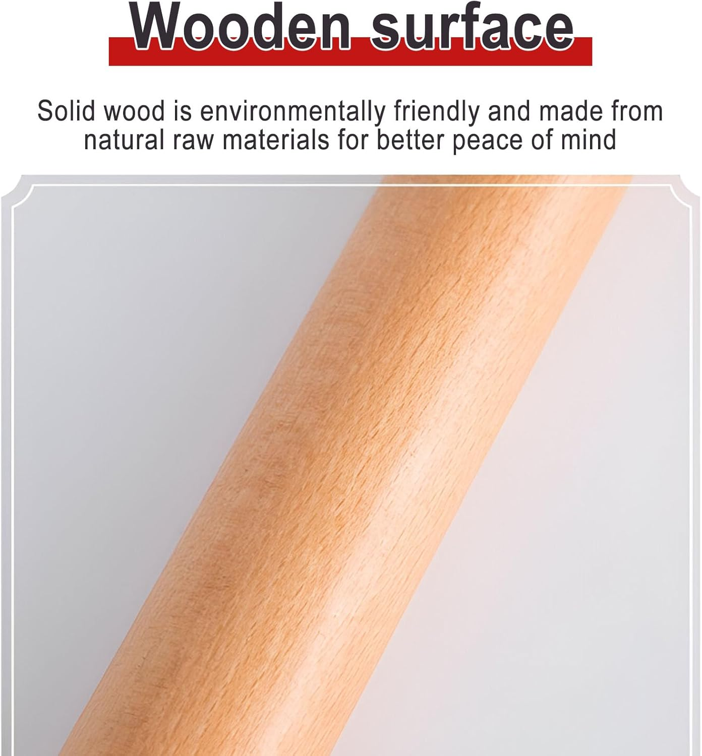 Rolling Pin, Beech Wood Rolling Pin without Handles Professional Wooden Feel Smooth Non-Sticky Suitable for Pastry Making Dough Dumpling Wrapper Baking Utensils(40Cm) image number 2