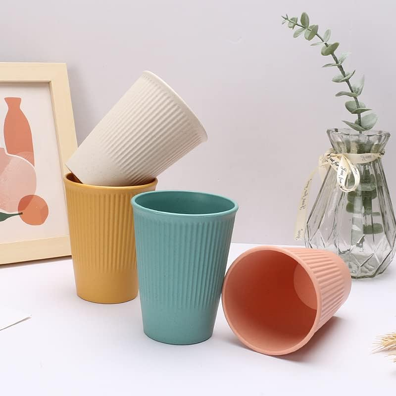 Plastic Cups, 6 Wheat Straw Cups, BPA Free, 12 Ounce Unbreakable Children'S Cup, Kitchen Glass Cup, Durable Drinking Cup, Reusable Small Water Cup, Dishwasher and Microwave Safe image number 1