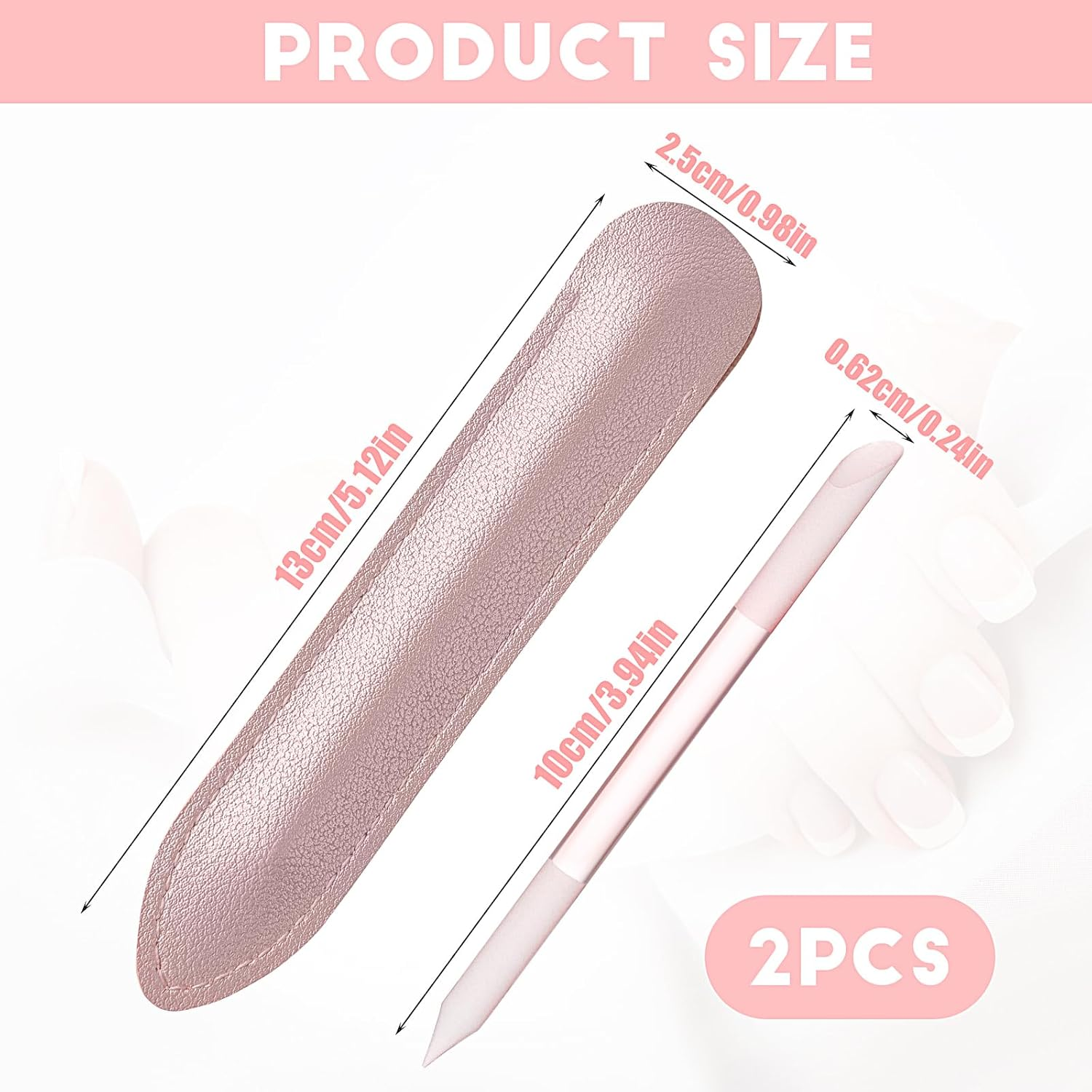 2 Pcs Glass Cuticle Pusher, Dual Ended Cuticle Remover Tool, Cuticle Trimmer Manicure Stick with Leather Case, Fingertip Precision Filing Cuticle Remover Tools for Nail Salons, Home image number 1
