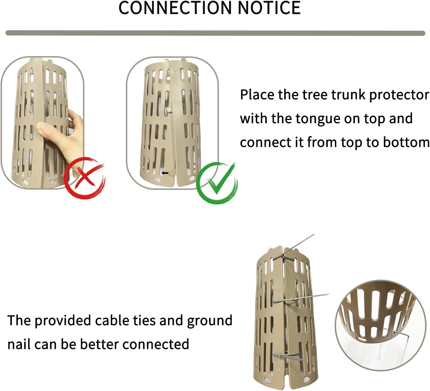 6 Tree Trunk Protectors, Expandable Nursery Net Bark Protective Cover, with 40 Connectors, Suitable for Plant Protection Devices Such as Trimmers, Lawn Mowers, and Rodents (Gray Brown) image number 2