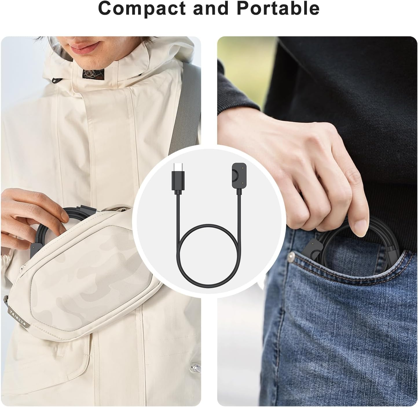 Leonids Charger for Samsung Galay Fit 3 Charger, 1M/3.3Ft USB C Charging Dock for Samsung Galaxy Fit 3 SM-R390 (Black, USB-C) image number 6