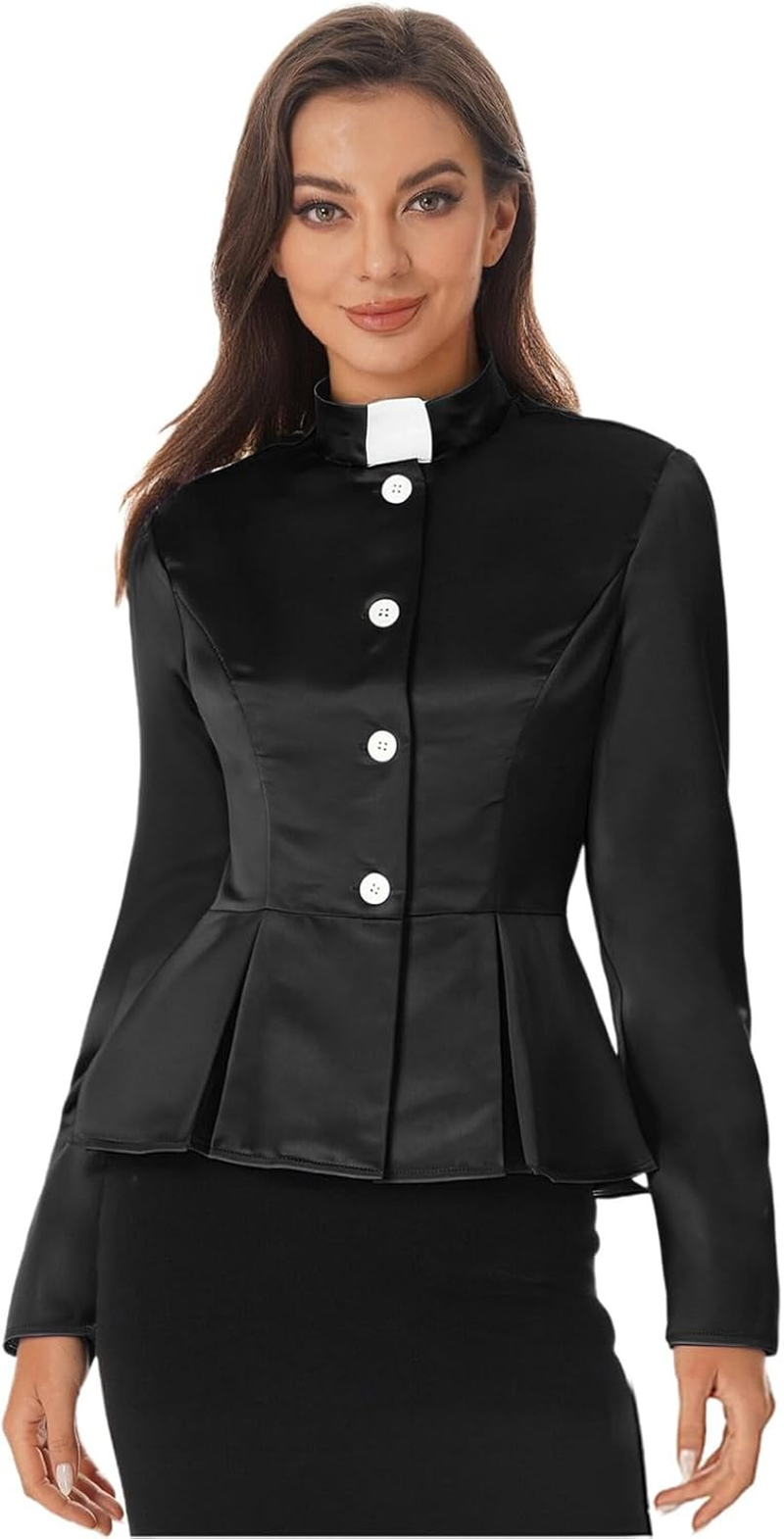 Yeahdor Womens Priest Shirt Clergy Dresses Minister Church Halloween Cosplay Costume