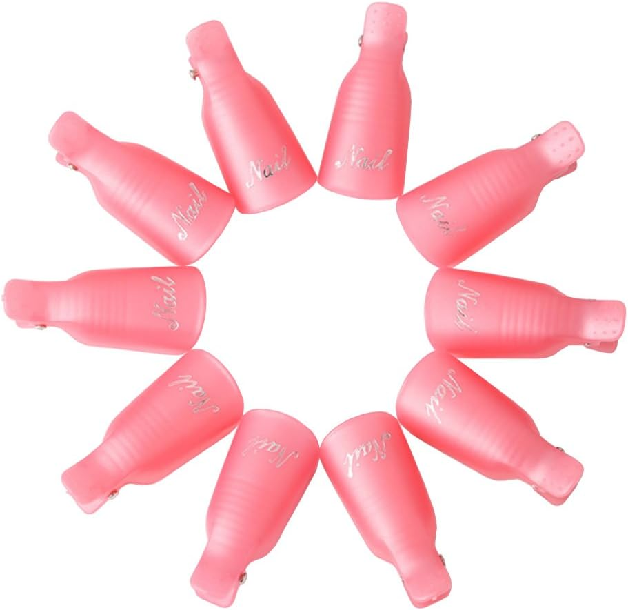 KINGMAS 10 Pieces Plastic Acrylic Nail Art Soak off Cap Clip UV Gel Polish Remover Wrap Tool image number 3