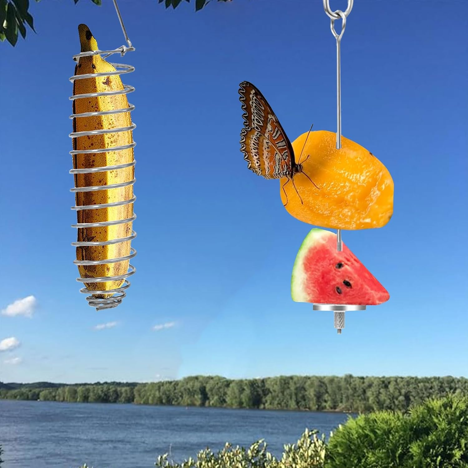 2Pcs Butterfly Banana Holder for Outside, Outdoor Banana Hammock, Hangable Butterfly Feeders Stand for Garden, Backyard image number 5