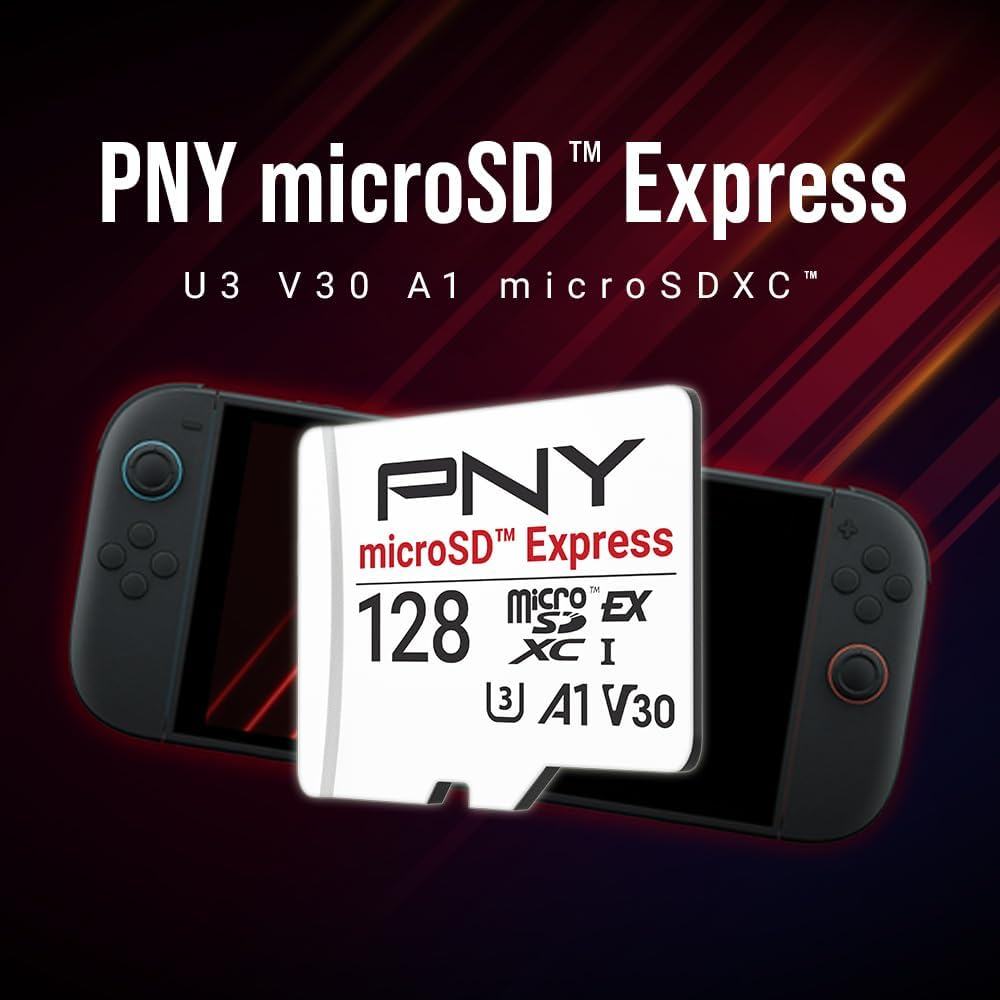 PNY Microsd&trade; Express 128GB UHS-I U3 V30 A1 Microsdxc Flash Memory Card, up to 890 Read & up to 550 Write, Ideal for Microsd Express Compatible Devices like Nintendo Switch 2 image number 1
