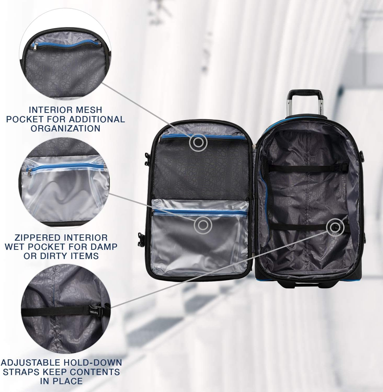 Travelpro Luggage Bold 25" Expandable Rollaboard - Blue/Black image number 6