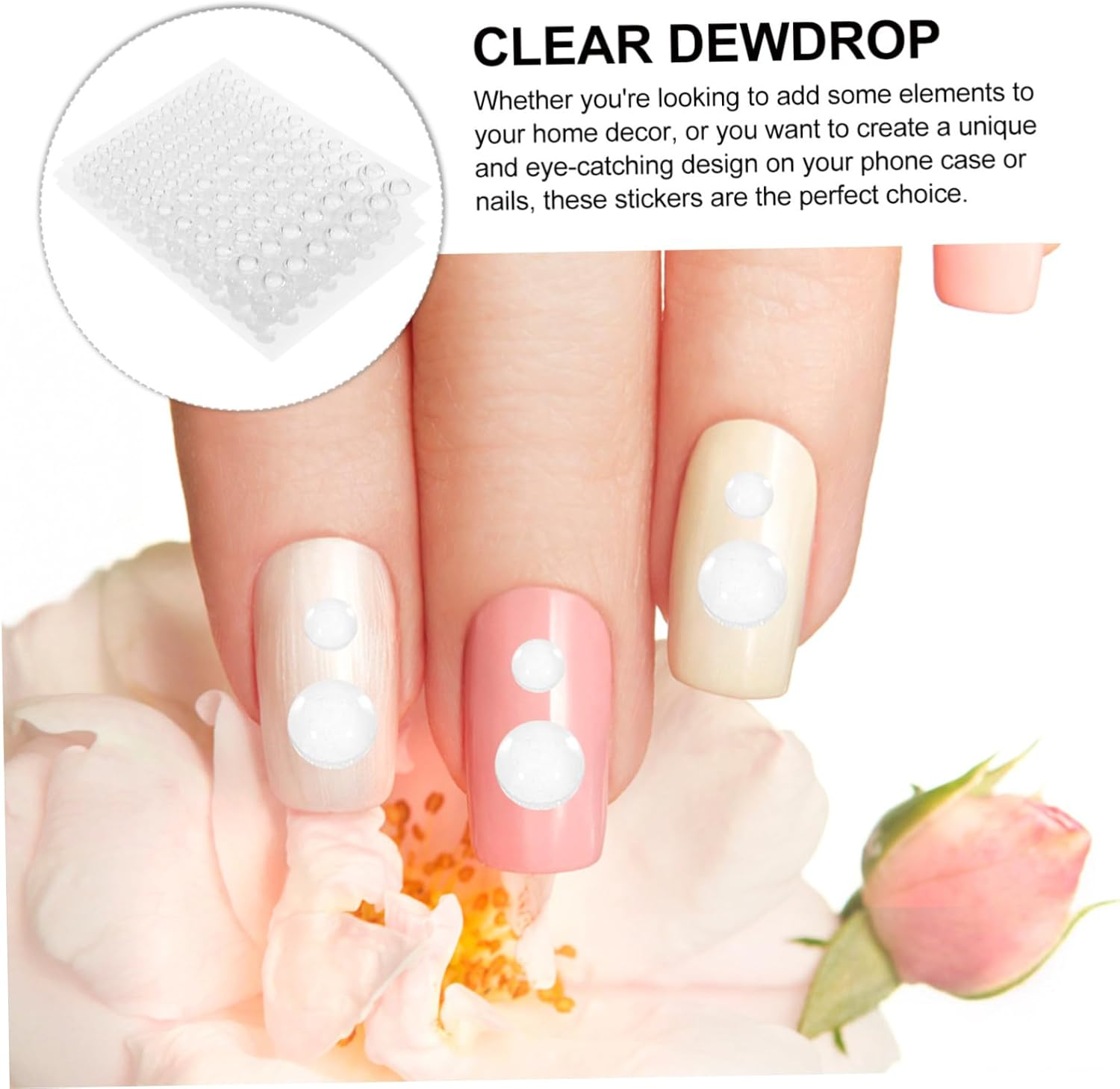 LALAFINA 32Sheets Dewdrop Dew Design Patches DIY Phone Case Patches Water Droplet Bead for Manicure Supplies Water Vase Filler Beads for Cards Dewdrops image number 1