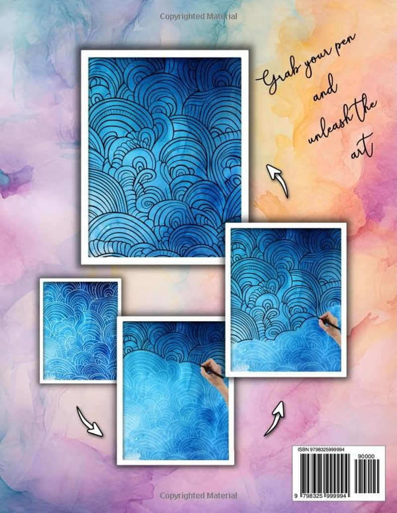 Ink Tracing Book: Stress Relief and Relax Pattern Reverse Coloring Book for Adults: Mindfully Follow White Lines to Uncover 35 Beautiful Pattern Arts ... Water Color Pages a Perfect Gift (Vol-03) image number 1