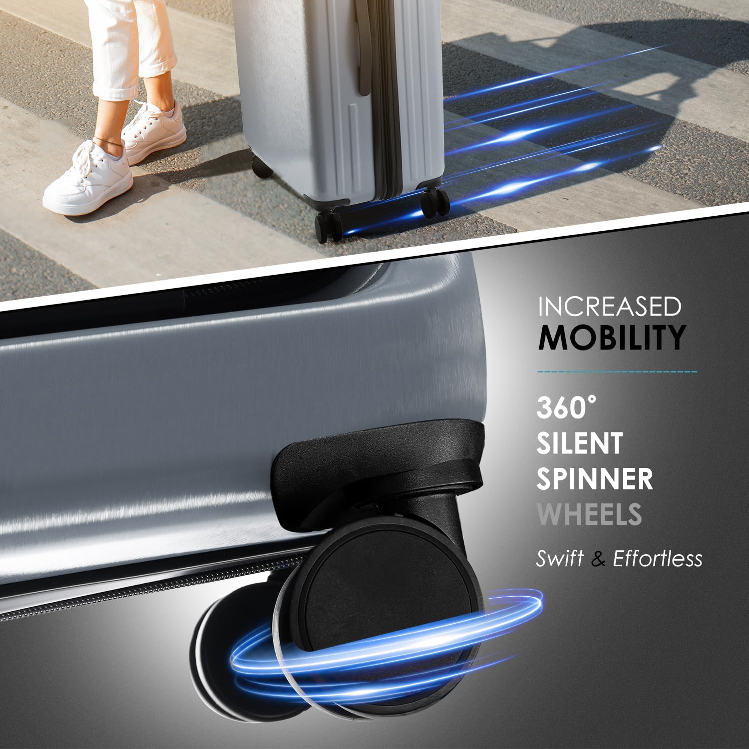 TRAVELARIM Carry on Luggage 22X14X9 Airline Approved - Grey image number 6