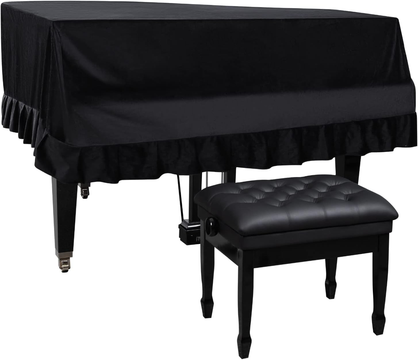Grand Piano Cover Moisture-Proof and Dustproof Baby Grand Piano Protective Cover Washable with Velvet Full Triangle Piano Cover 62.9"X59"X19.6" (S-62.9", Thickened Black) image number 3