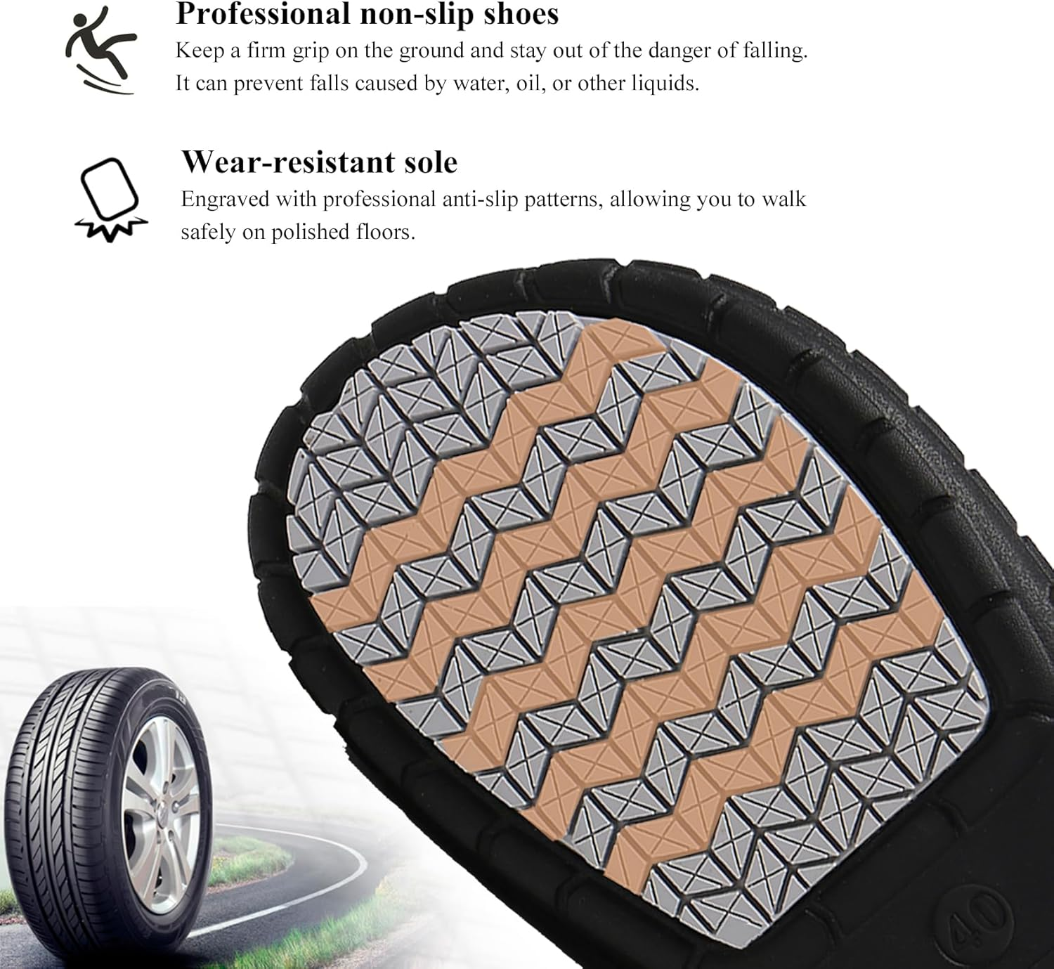 Haifago Men Non Slip Chef Shoes, Waterproof Oil Resistant Kitchen Work Clogs, Food Service Shoes for Restaurant, Zapatos Para Trabajar En Restaurante image number 6