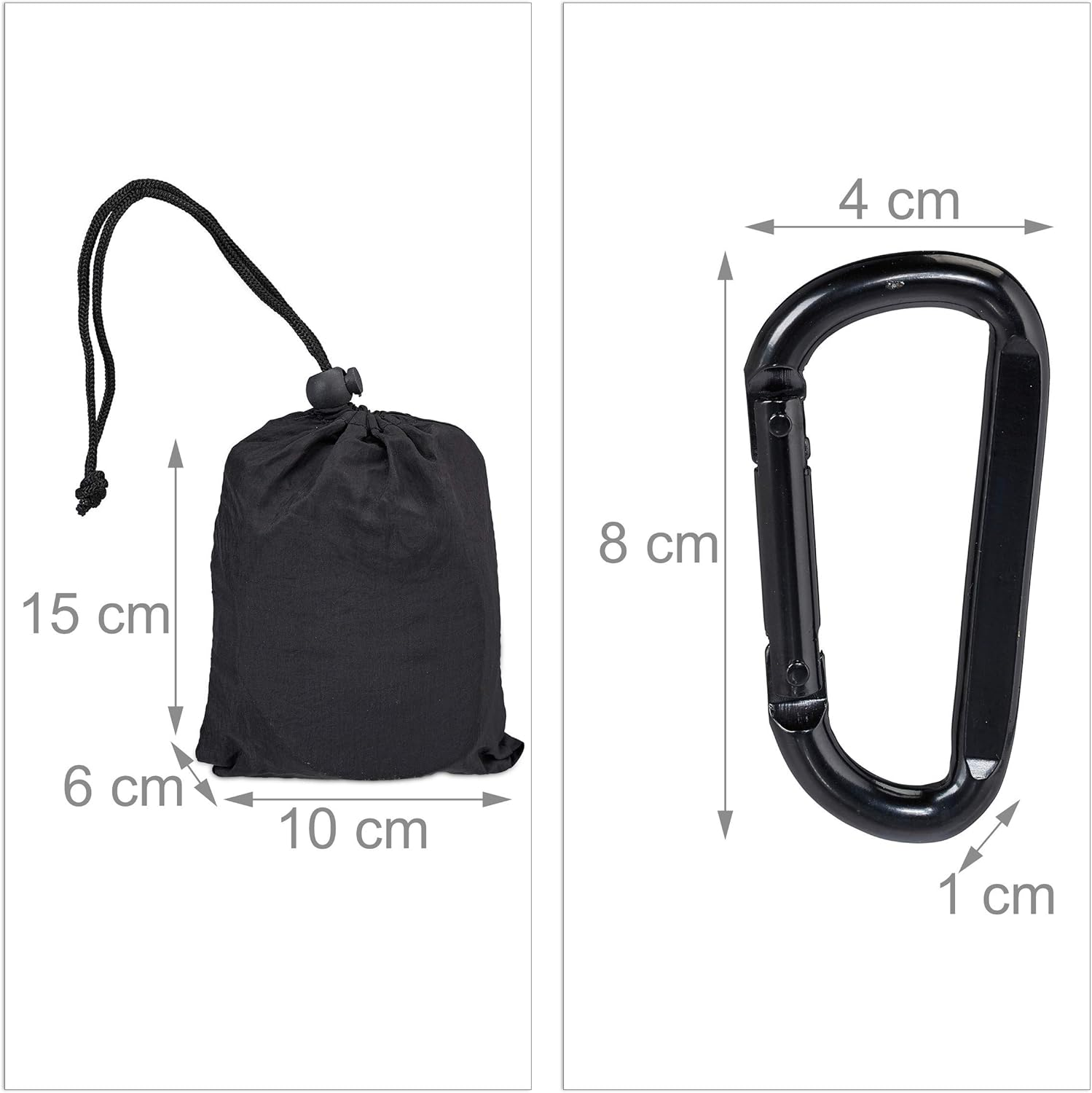 Relaxdays Hammock Straps, Hanging Suspension Swing Kit, Garden & Outdoor, Holds 200 Kg, 2 X Snap Hooks & Straps, Black