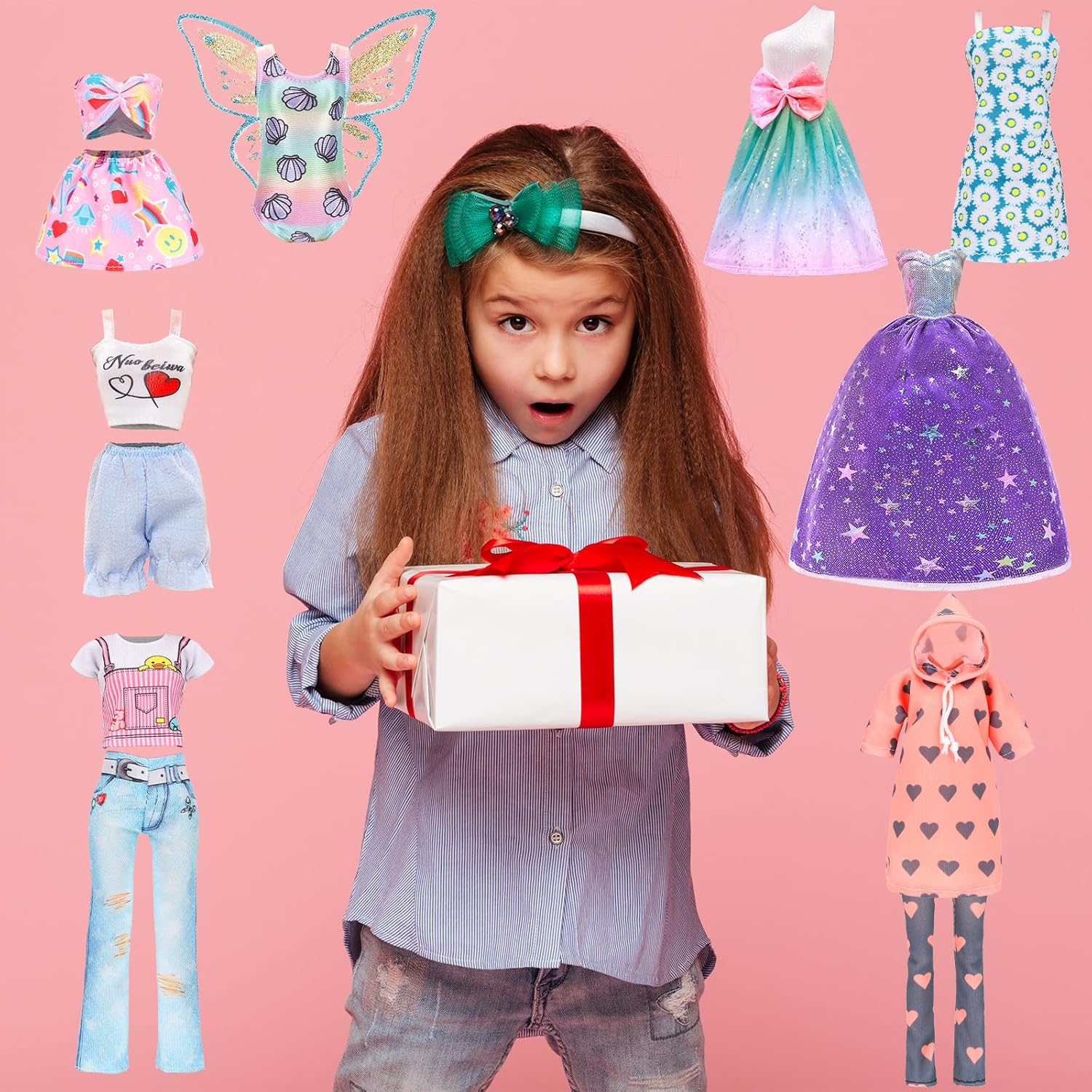 Barwa 8 Fashion Clothes Dresses + 10 PCS Shoes + 8 Accessories for 11.5 Inch 30 CM Dolls image number 3