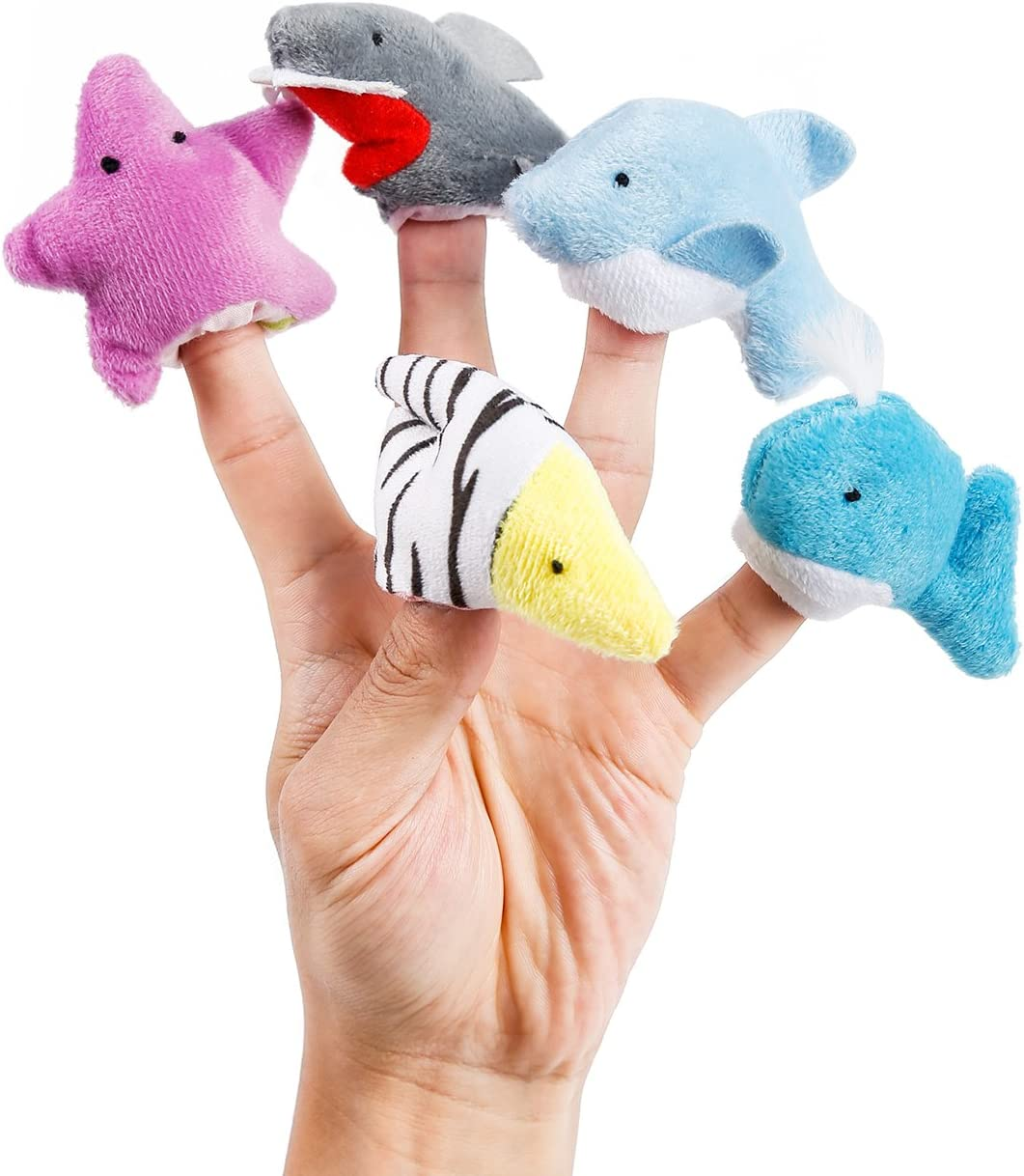 20Pcs Different Cartoon Animal Finger Puppets Soft Velvet Dolls Props Toys image number 5