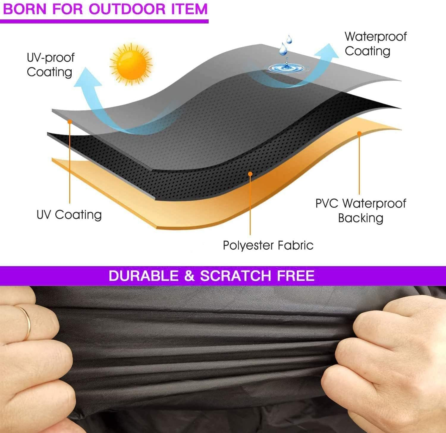 Indeed BUY ATV Cover Waterproof, 420D Heavy Duty Ripstop Material Black Protects 4 Wheeler from Snow Rain or Sun,102'' X44'' X 48''