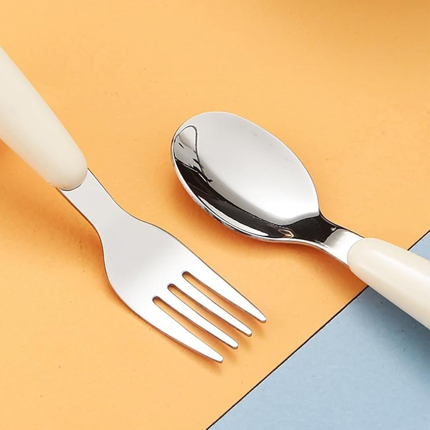 Yeanifeana Stainless Steel Fork and Spoon Set with Travel Case, Durable, Dishwasher Safe Utensils Perfect for Learning to Use (Bear) - Bear image number 5