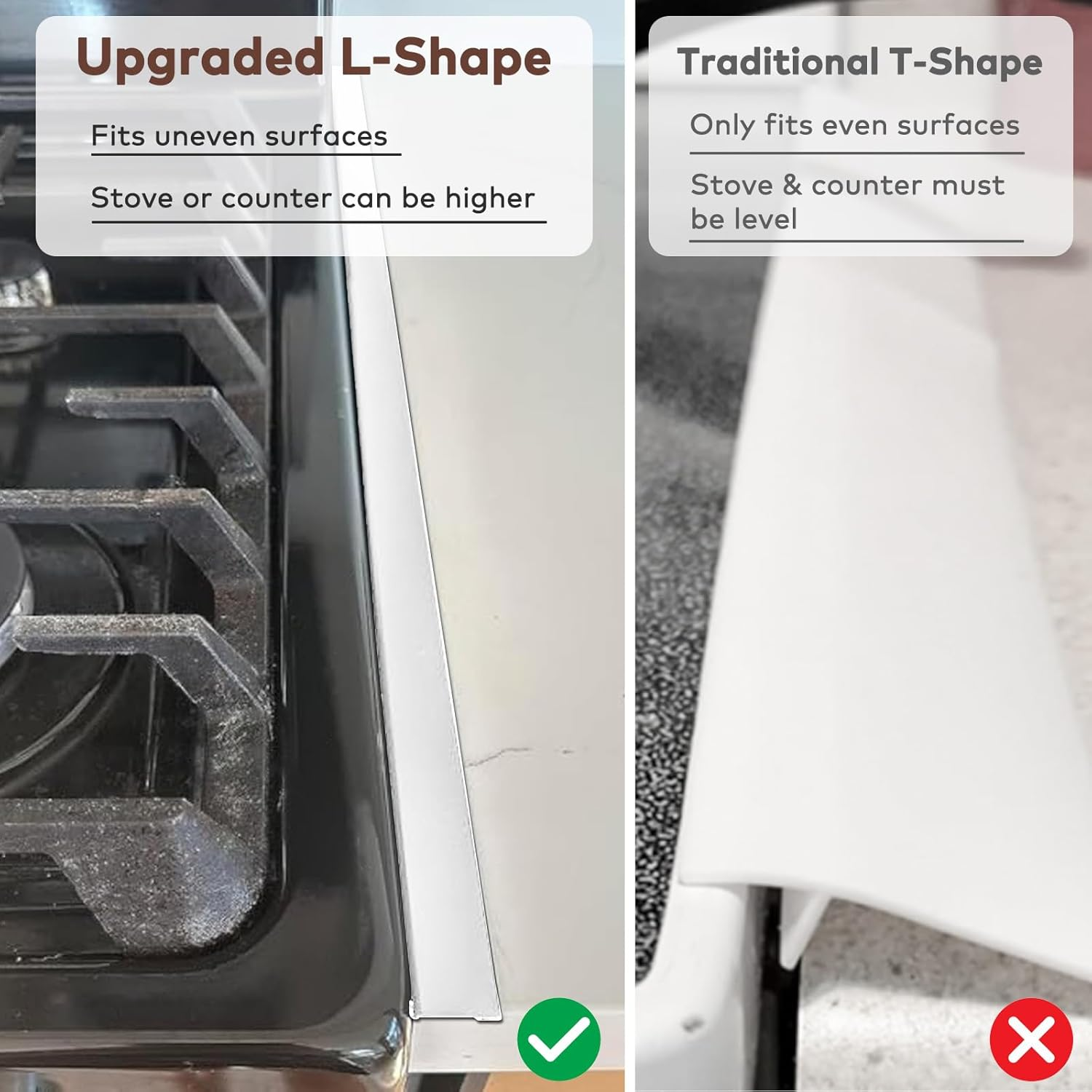 2 Pack Stove Gap Covers 35-69Cm Extendable Stainless Steel Stove Gap Filler Heat Resistant Oven Side Gap Fillers Fills the Gap between Cooktop and Kitchen Bench (Silver) - Black image number 7