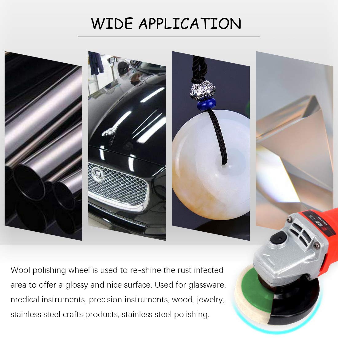 Hilitchi 10 Pcs 4'' 100Mm Wool Polishing Wheel Buffer Pads Felt Polishing Wheel Disc image number 4