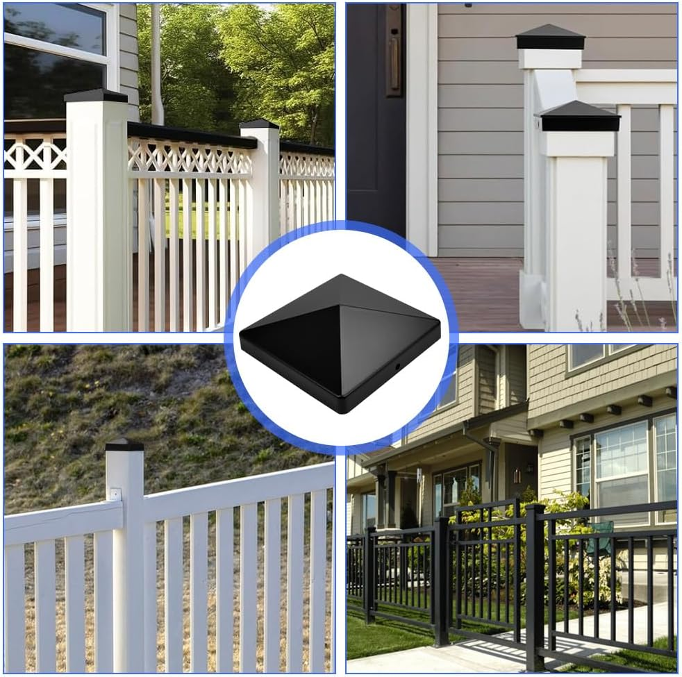 TANCUDER Pack of 10 Post Caps, 10 X 10 Cm, Fence Post Caps, Plastic Fence Post Attachments, Square Fence Post Protection Caps with 20 Screws for Wooden Post Fences and Patio Posts image number 6