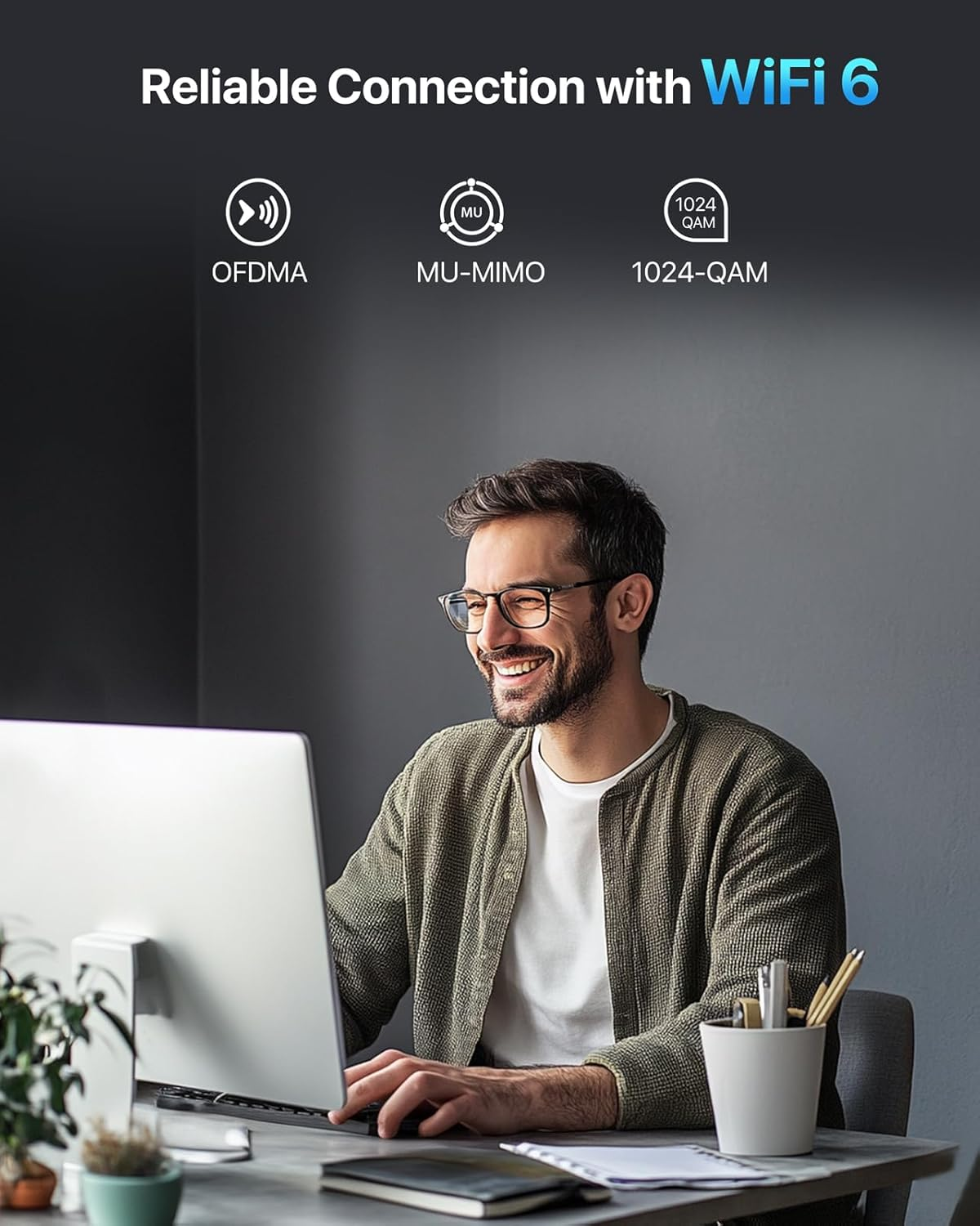 Brostrend AX900 Wifi 6 USB Wifi Adapter for PC, Long Range Dual Band 5Ghz 600Mbps + 2.4Ghz 286Mbps, High Gain Antenna Wi-Fi Dongle for Windows 11/10/7, Wireless Adapter USB 2.0, 802.11Ax, Easy Setup image number 1