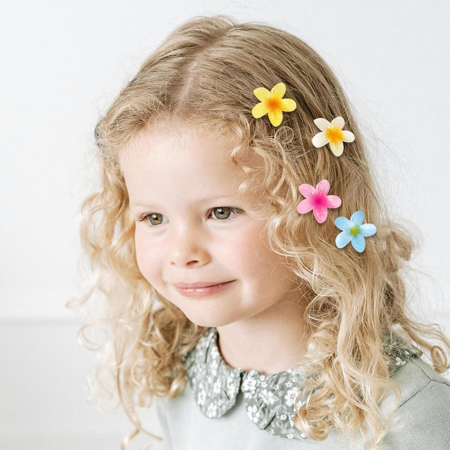 10Pcs Small Flower Hair Claw Clips for Women and Girls, Mini Hawaiian Hibiscus Claw Clips, Summer Hair Accessories for Thick, Thin, Curly Hair, for All Hairstyles image number 6