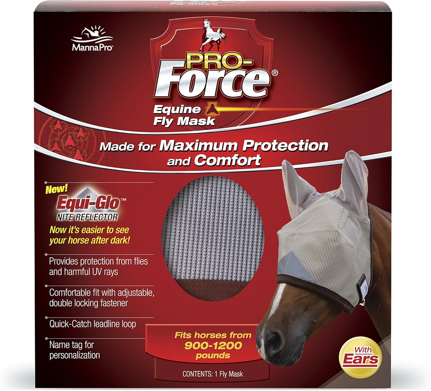 Pro-Force Equine Fly Mask | Horse Fly Mask with UV Protection | Adjustable Fit for Comfort | without Ears image number 2