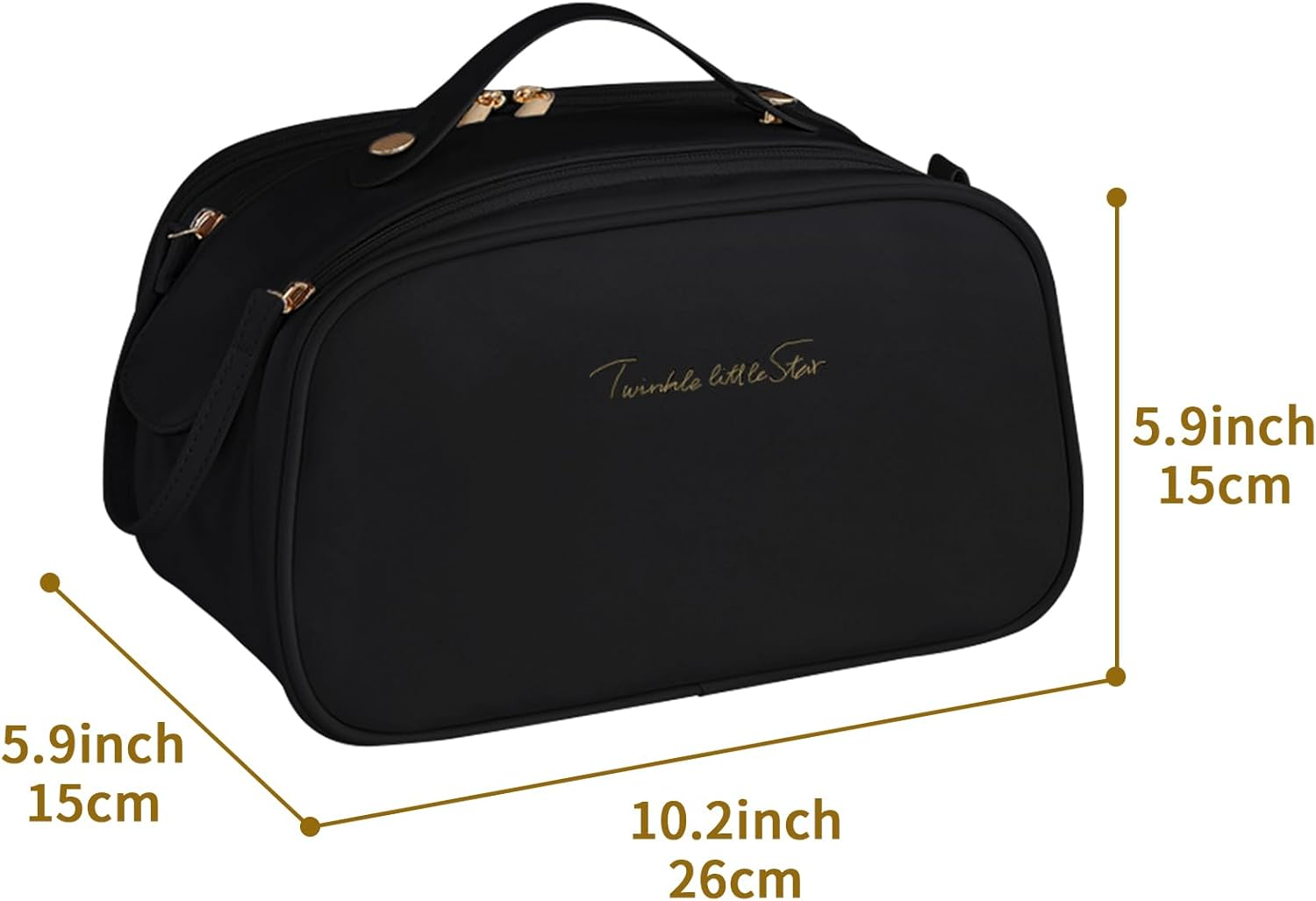 Ogetok Leather Makeup Bag for Women, Portable Travel Cosmetic Bags Zipper Make up Pouch for Ladies Woman, Large Toiletry Organizer Bag for Toiletries Cosmetics Accessories, Black image number 3