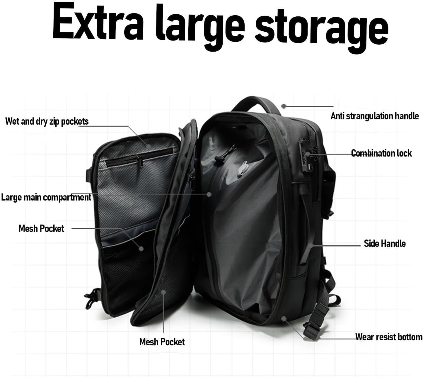 Jectse Expandable Vacuum Backpack Compression Bag with Theft Resist Locking System for Travelers and Campers image number 2