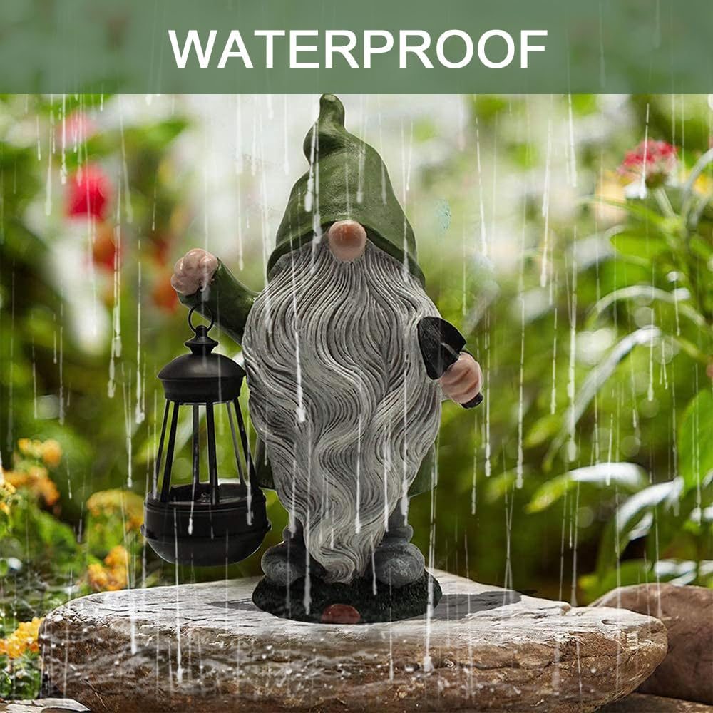 TOMVAES Solar Garden Statue, Creative Gnome Garden Statue Outdoor Lawn Decoration, Ornament Housewarming Garden for Patio Balcony Yard image number 4