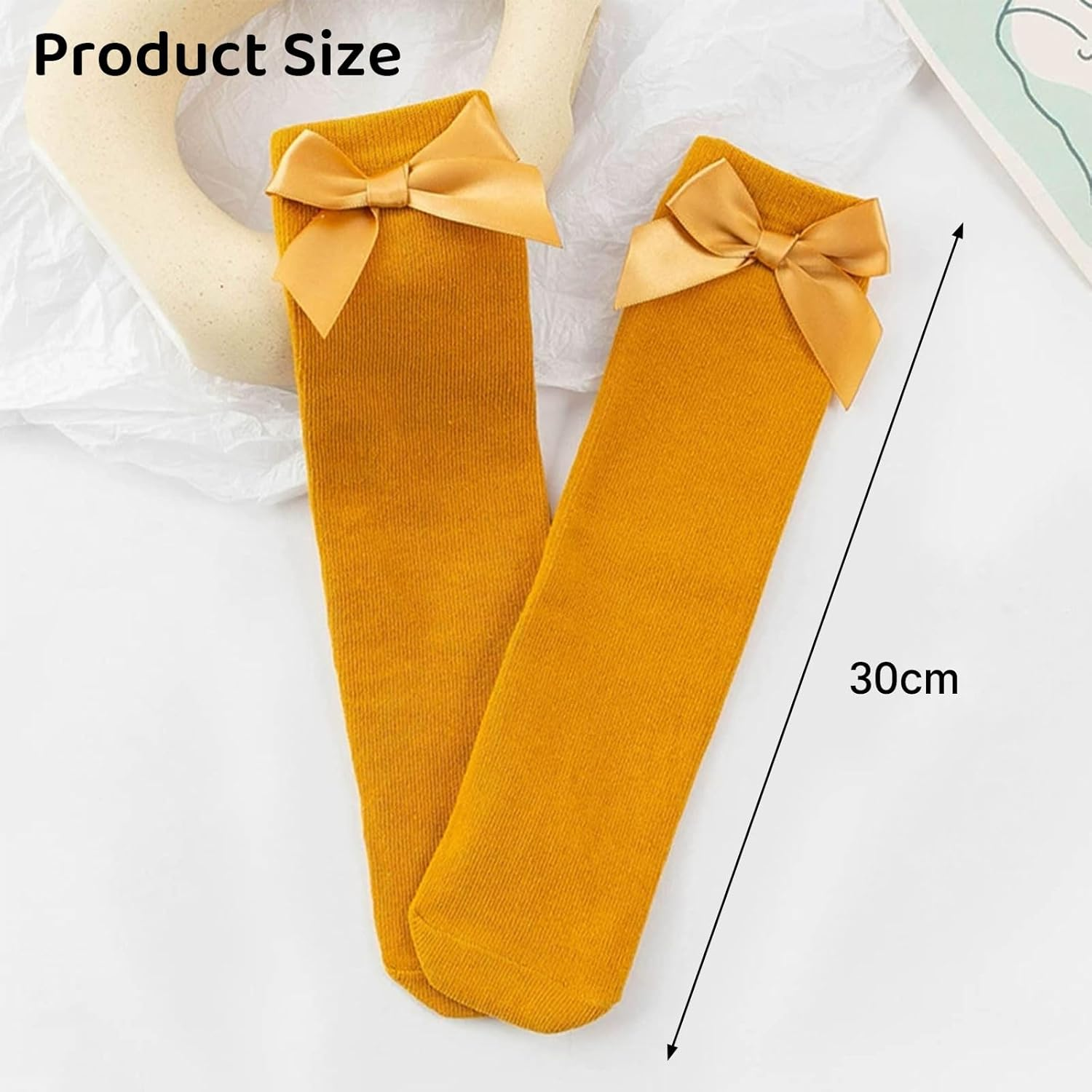 Lyvixora Newborn Baby Girls Socks with Bows - Soft Knee-High Christmas Style, Cute & Long Comfortable Infant Toddler Socks, Warm in Autumn and Winter