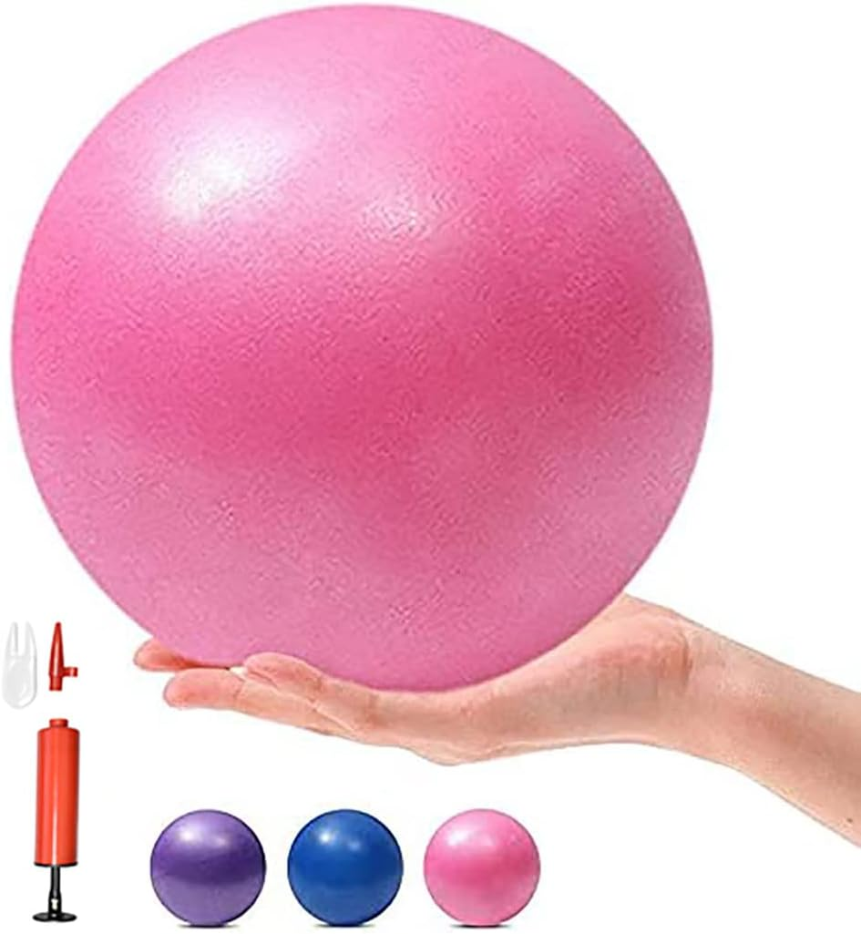 MOMPLUS 6 Inch Exercise Pilates Mini Yoga Balls Barre Small Bender for Home Stability Squishy Training Physical Therapy Improves Balance with Pump - Blue image number 6