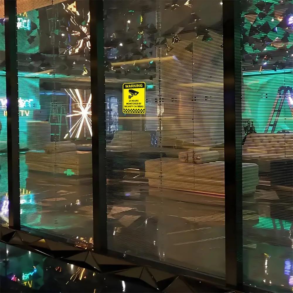 CCTV Signs Video Surveillance Sticker 24 Hours Video Recoding Sticker Self-Adhesive No Trespassing Warning Sign for Window Door Business (Yellow 2Pack) image number 1