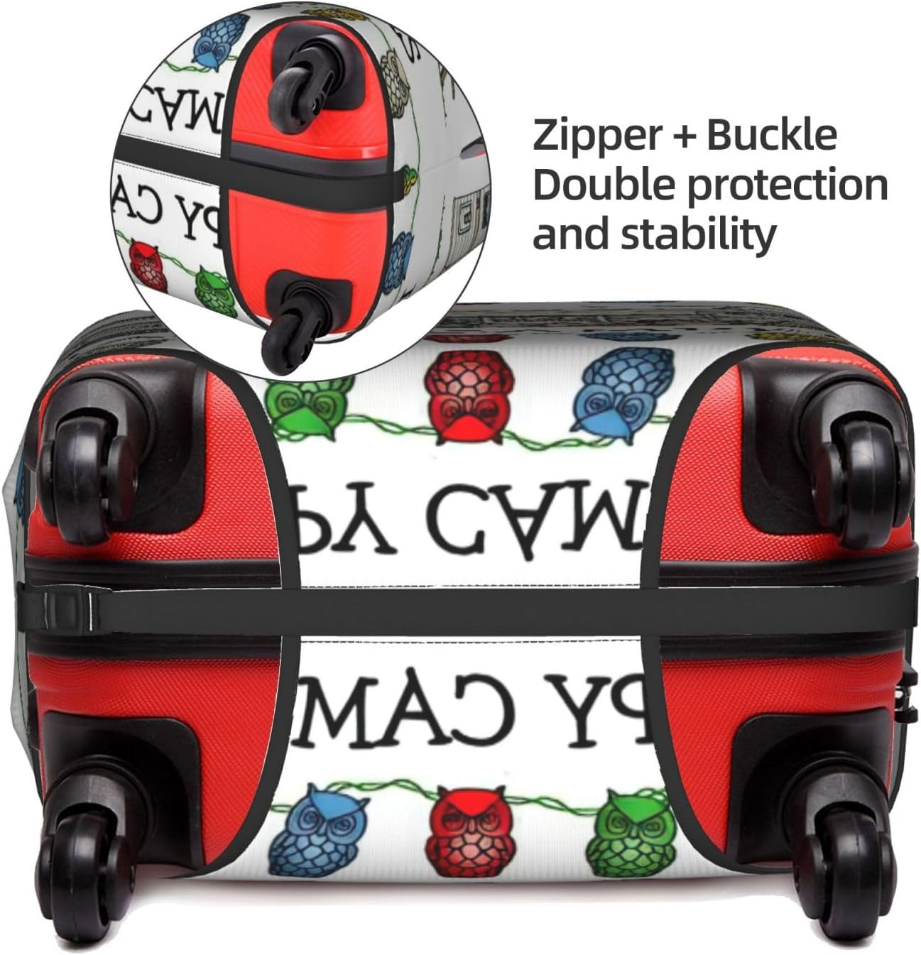 Odddot Happy Camper Print Travel Luggage Cover,Suitcase Protector Cover, Washable Baggage Covers,For 18-32 Inch Luggage, Happy Camper, Small image number 3