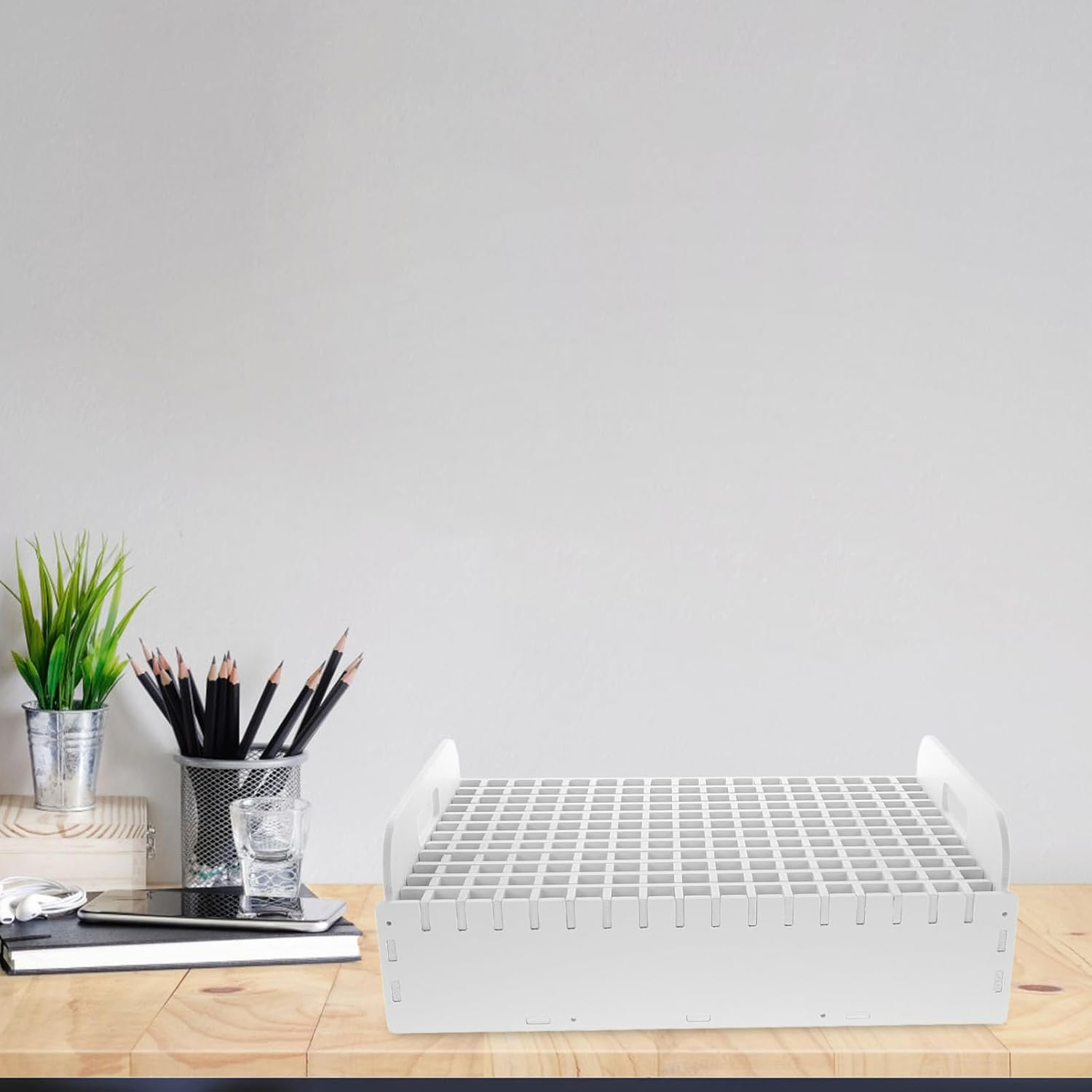 ULDIGI Multifunctional Desktop Storage Box Pen Container for Boys and Girls Classroom Stationary Organizer 204 Holes image number 2