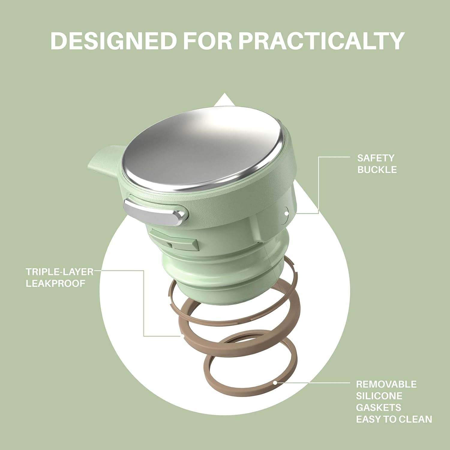 IDEUS Thermal Coffee Carafe 68Oz (2,000Ml), Stainless Steel Double Wall Insulated Vacuum Flask, Water Jug Coffee Server and Beverage Dispenser, Heat and Cold Retention (Avocado, 68Oz (2,000Ml)) image number 4