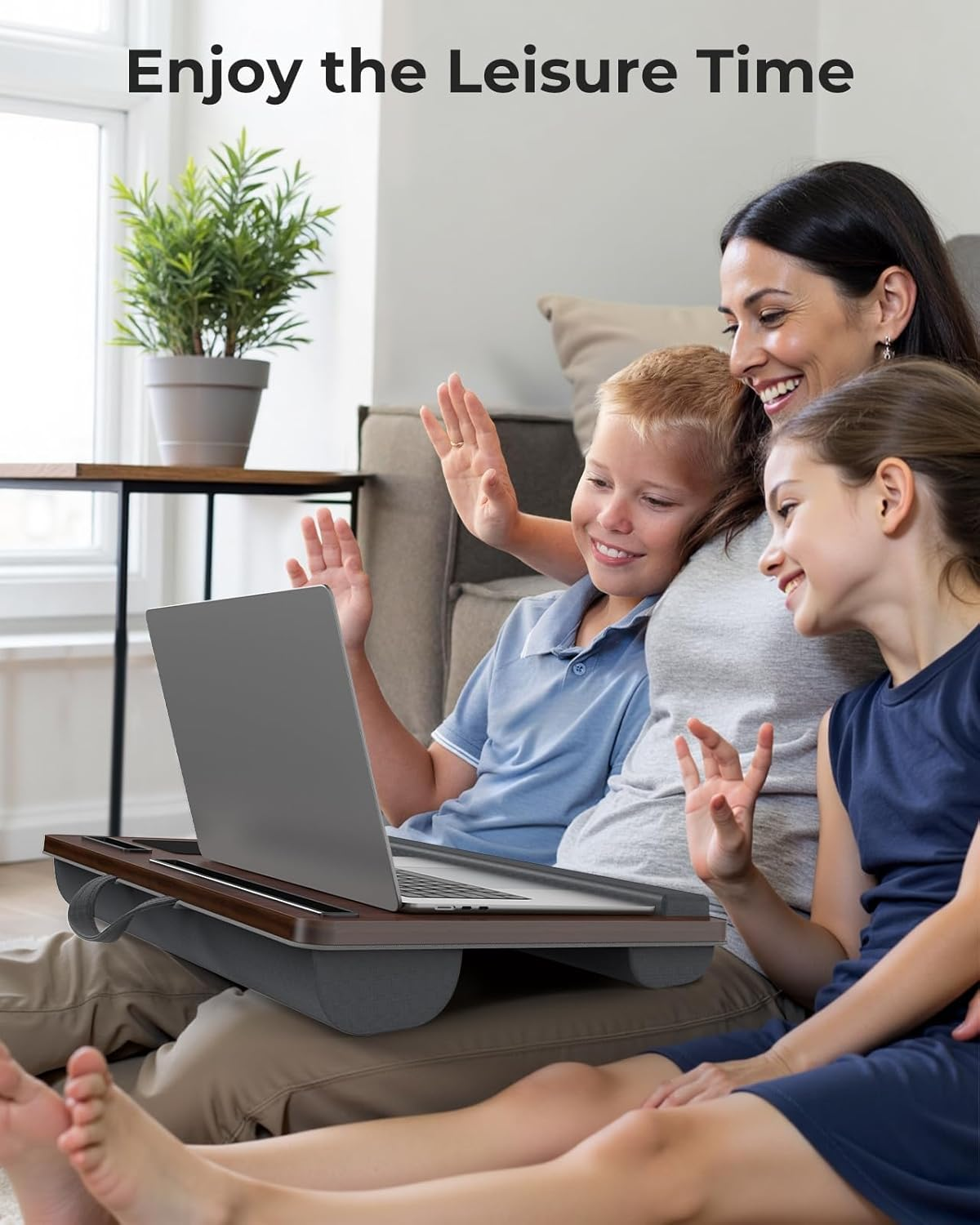 Laptop Lap Desk, Bed Laptop Desk Holds up to 17 Inches, with Wrist Pad, Mouse Pad, Tablet Phone Slot, Convenient Handle Cushion Lap Tray.