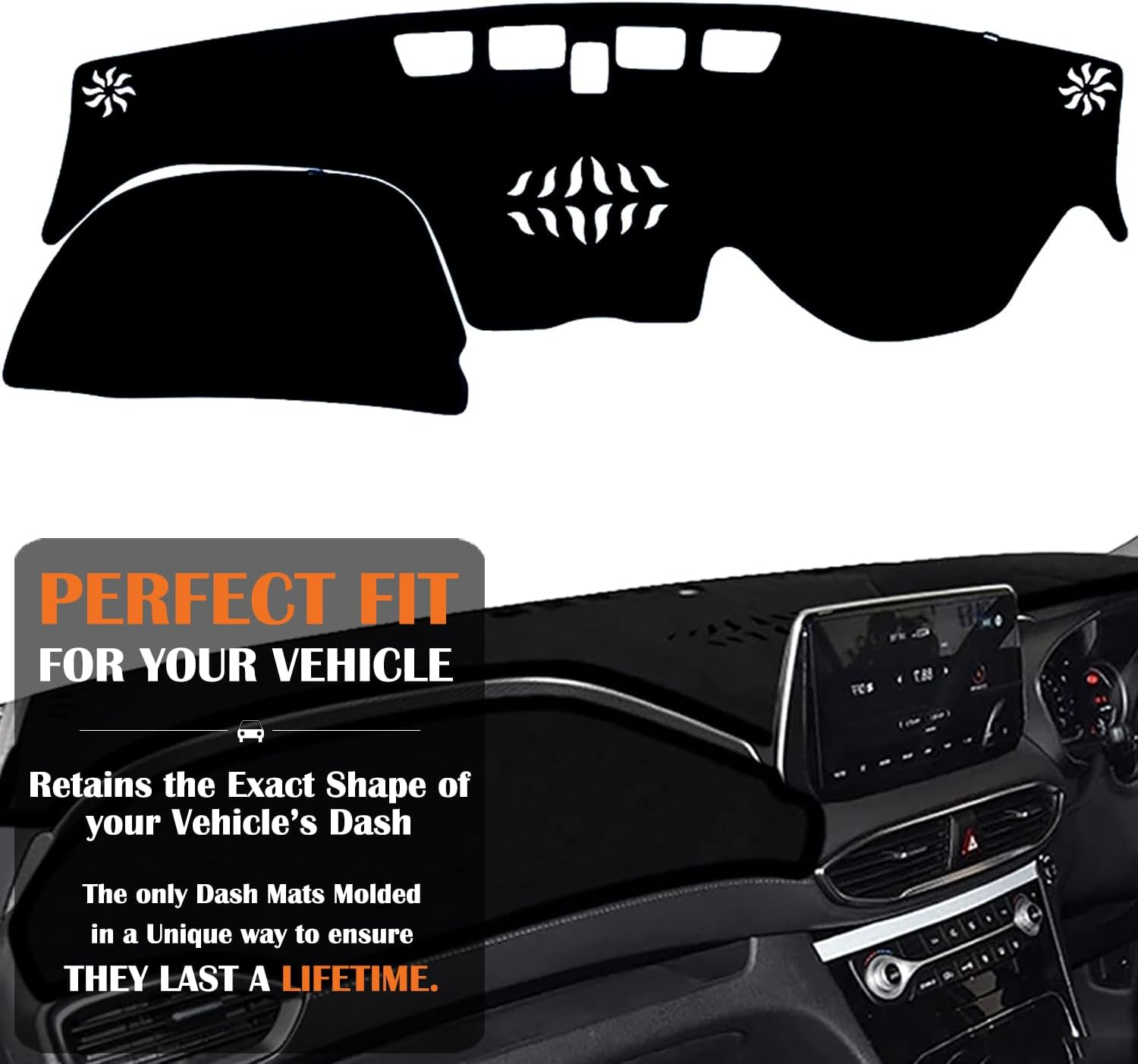 Evervenz Dash Mat for Hyundai Santa Fe 2019 2020 2021 2022 2023 Flannel（Without HUD） Dash Cover Dashboard Cover Santafe01 image number 4