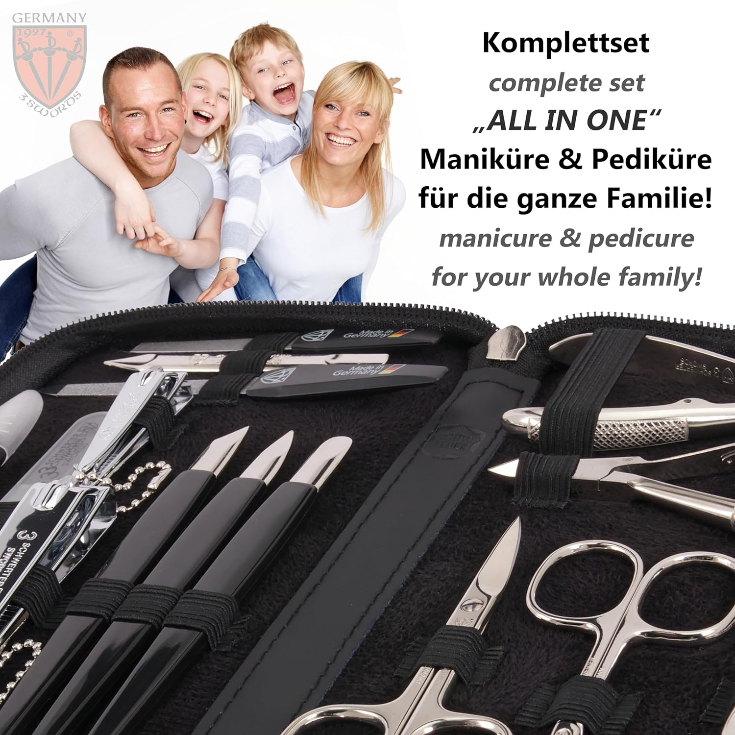 3 Swords Germany &ndash; Manicure Pedicure Grooming Set Kit (548) - Burgundy - Laquered image number 3