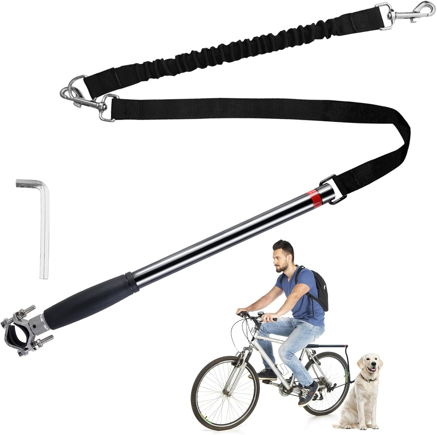 Bicycle Dog Leash: Retractable Dog Lead, Exercise Lead, Bicycle Dog Holder with an Allen Key and a Rubber Seal, Equipped for Cycling and Walking with Dog image number 1