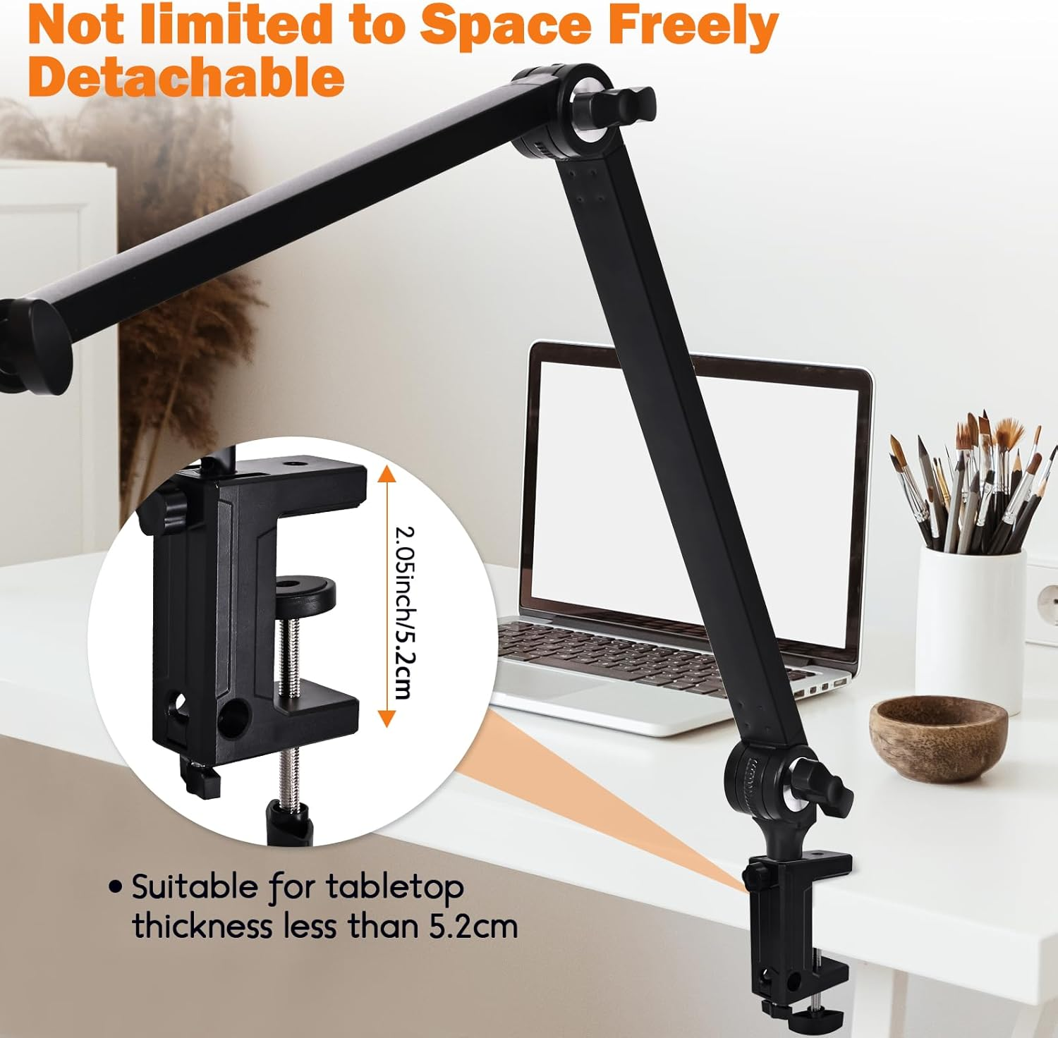 Hair Dryer Clamp Stand - Multi Angle Adjustable Stand, Multifunctional Stand, Carbon Alloy Arm, Plastic Base Mount, Allow You to Dry Hair Hand Freely