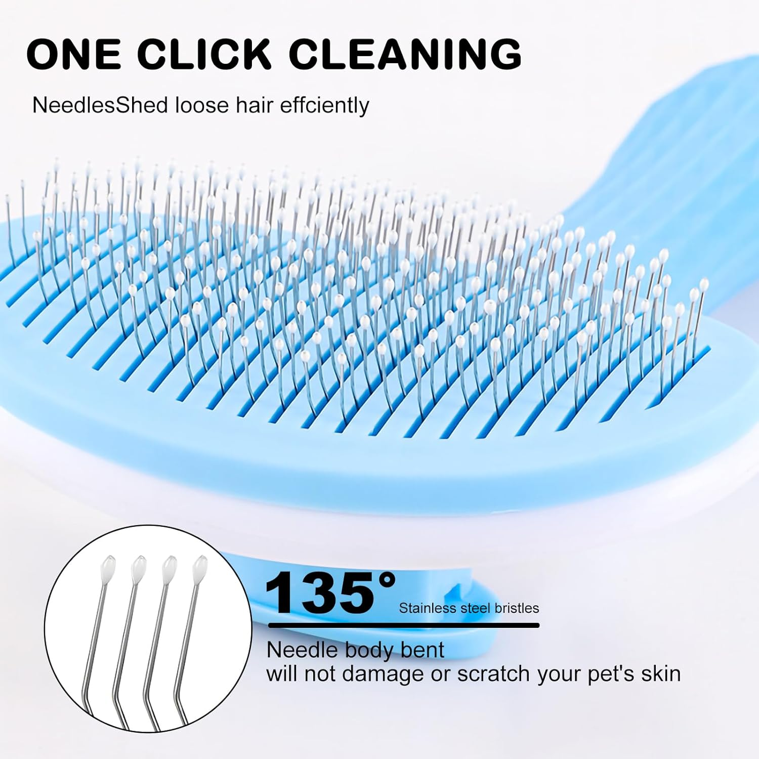 Cat Brush for Shedding and Grooming, Self Cleaning Slicker Brushes for Dogs and Cats Grooming Brush Tool, Bath Brush Hair Grooming Comb Hair Slicker Brush, Cats Dogs Brush Massage-Self Cleaning image number 1