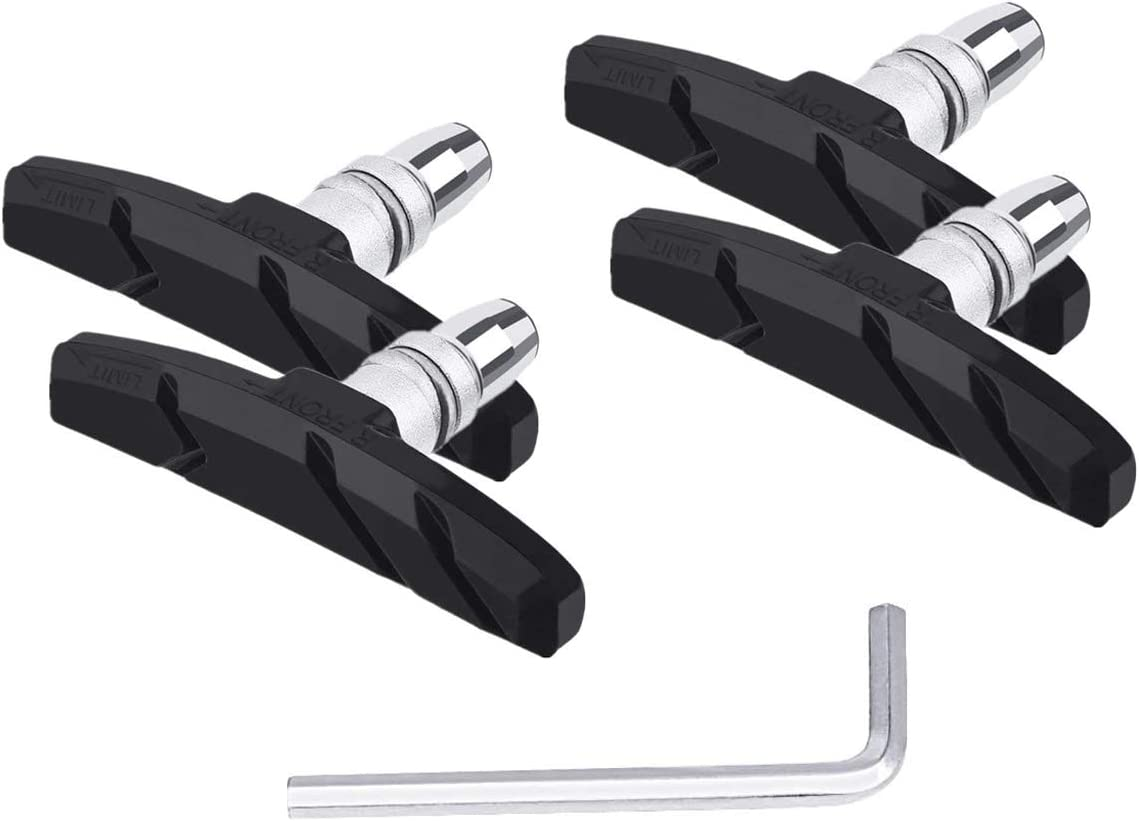 PLATTBK Bike Brake Pads 2 Pairs with Installation Tool No Noise Long 70Mm Rubber Durable V-Brake Pads for Mountain Bicycle