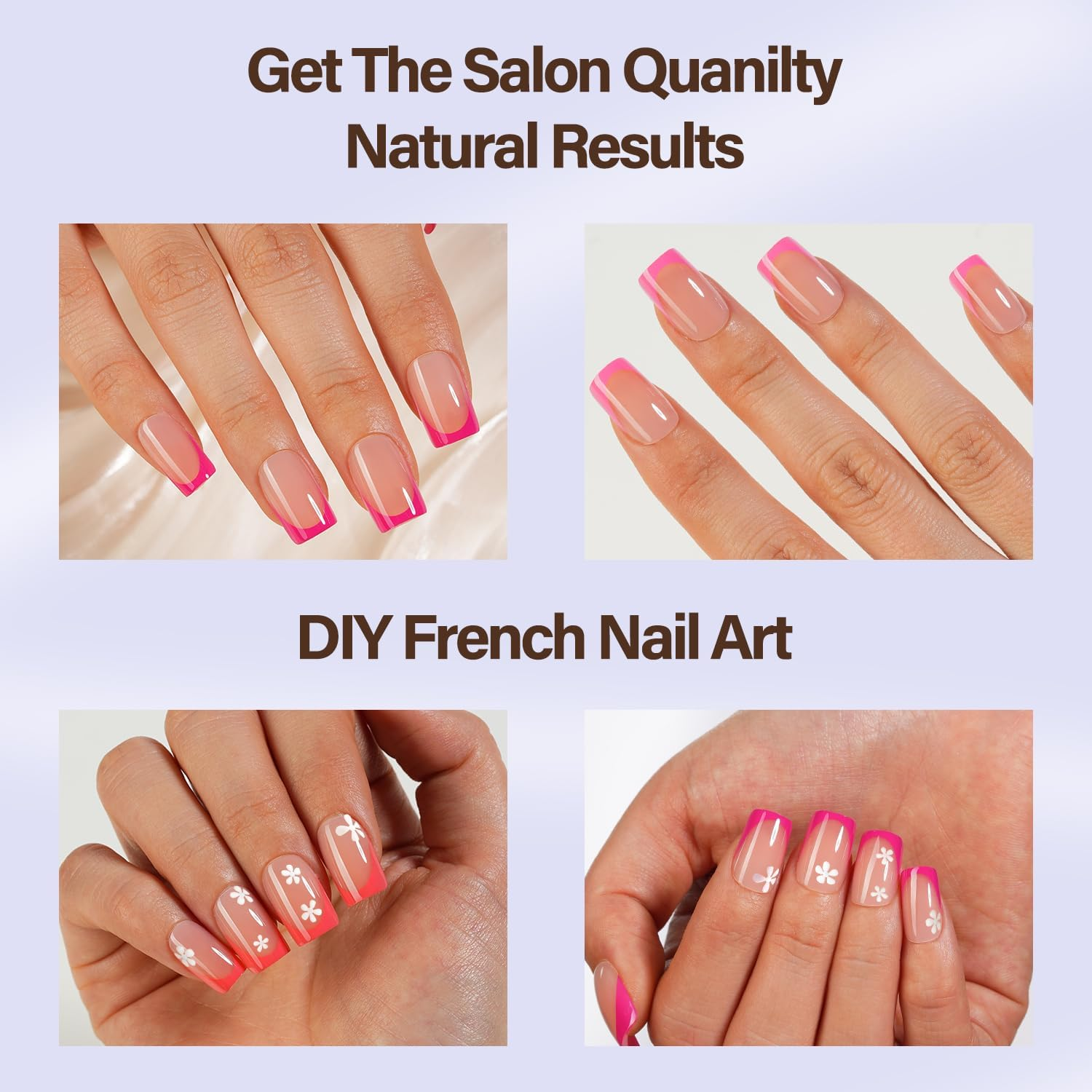 Misssix French False Nails Xbasictips, 150 Counts, Short Square Pink False Nails, French Soft Gel Tips, Pre-Shaped, No Filing Needed, 3 in 1 Tips, Posti Nails image number 4