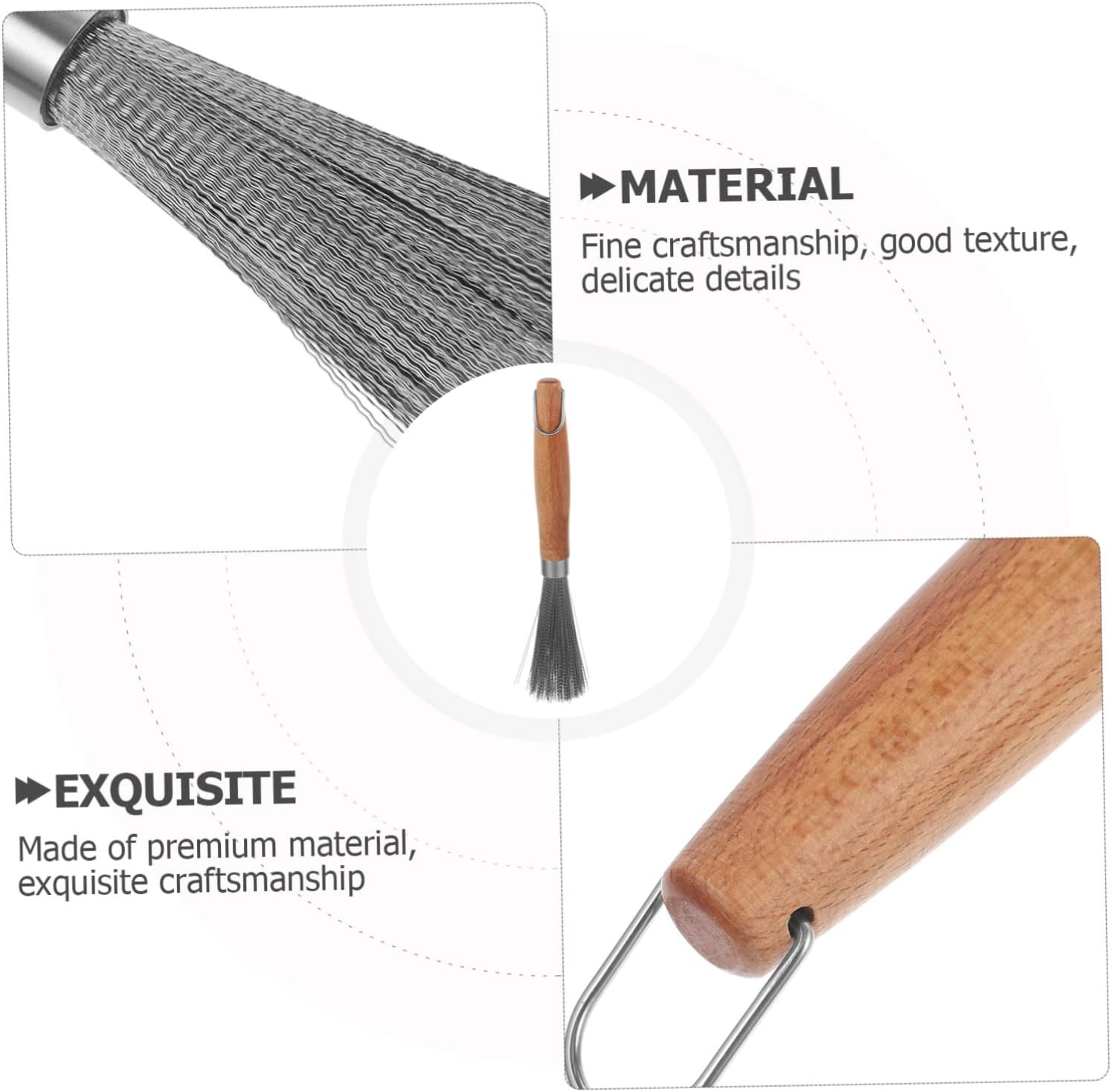 Ifundom Stainless Steel Scrubber Wood Handle Cookware Brush for Outdoor Grill and Kitchen Pan Cleaning Multi-Use Small Dish Scraper Tool Sturdy Metal Kitchen Scrubber image number 1