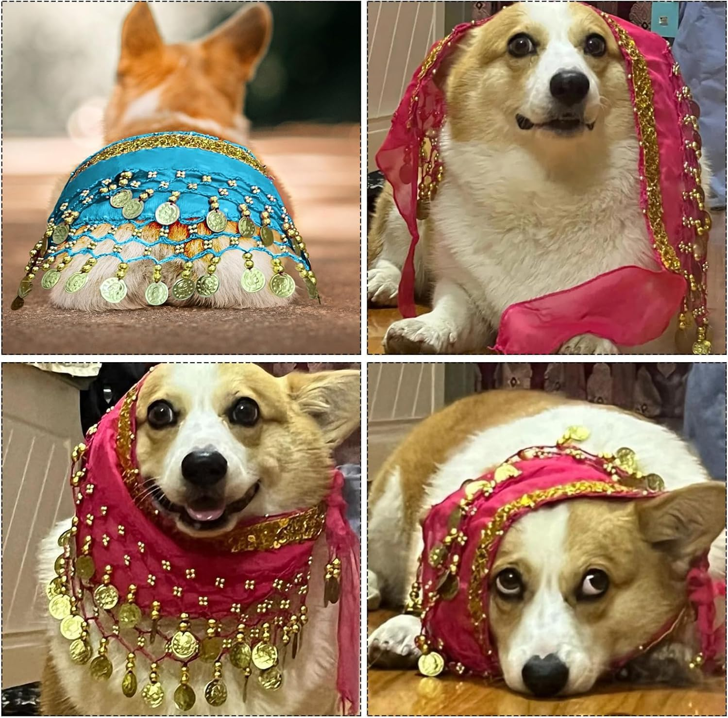 Dog Belly Dance Costume,1Pc Pet Hip Scarf Waist Chain, Dog Waist Chain Butt Curtain Cloth,Puppy Shaking Hip Dance Hip Scarf,Belly Dance Style Dog Costume image number 4