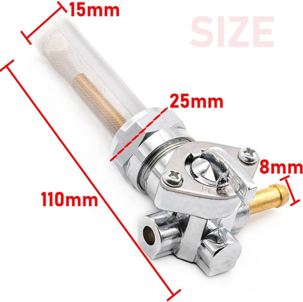 Petcock Fuel Valve 22Mm Right Outlet Spigot for Harley Davidson Sportster Big Twin Dyna Fatboy Electra Glide Heritage Softail Springer Sport Super Tour Glide Low Rider Gas Tank Valve Switch Chrome image number 4