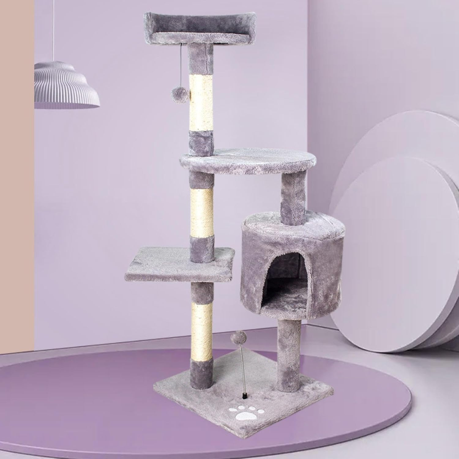 Deluxe Cat Climbing Frame with Integrated Cat Bed, Cat Tree, Scratching Post, and Jumping Platform, Made of Wood image number 3