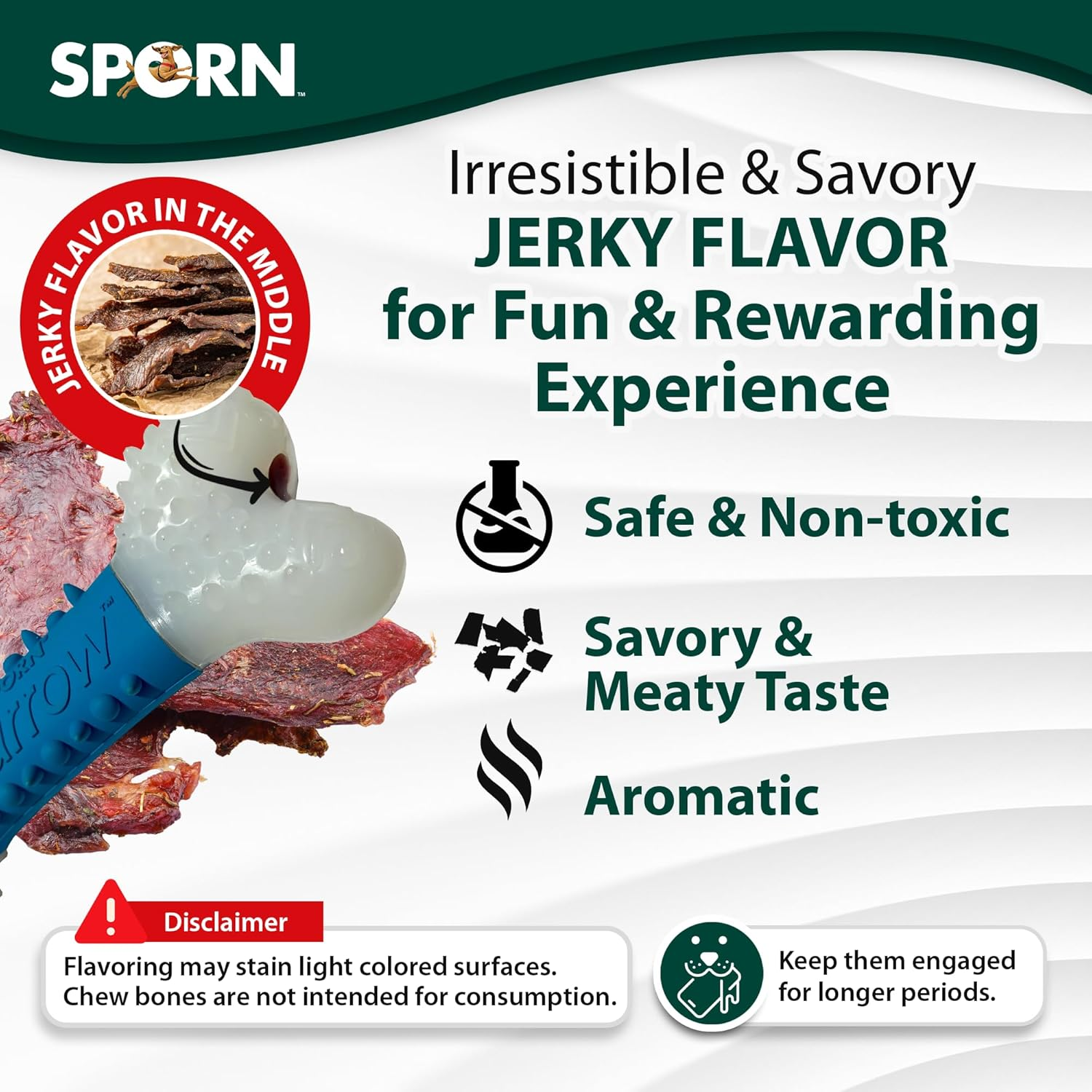 Sporn Durable Jerkey Favour Ultimate Marrow Chew Bone Dog Toy image number 6