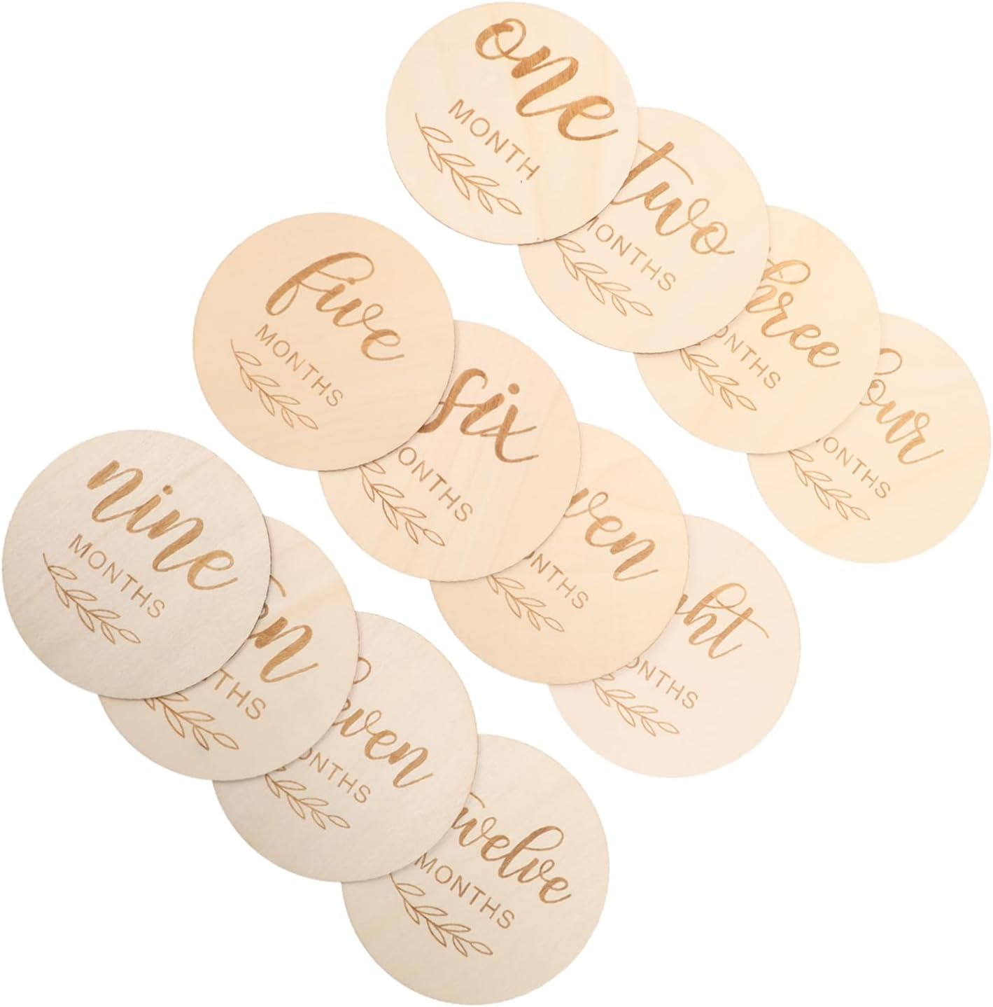 Ifundom 12Pcs Double Sided Wooden Monthly Milestone Cards Newborn Photo Props Announcement Plaques for Monthly Photoshoots and Memory Keeping image number 6