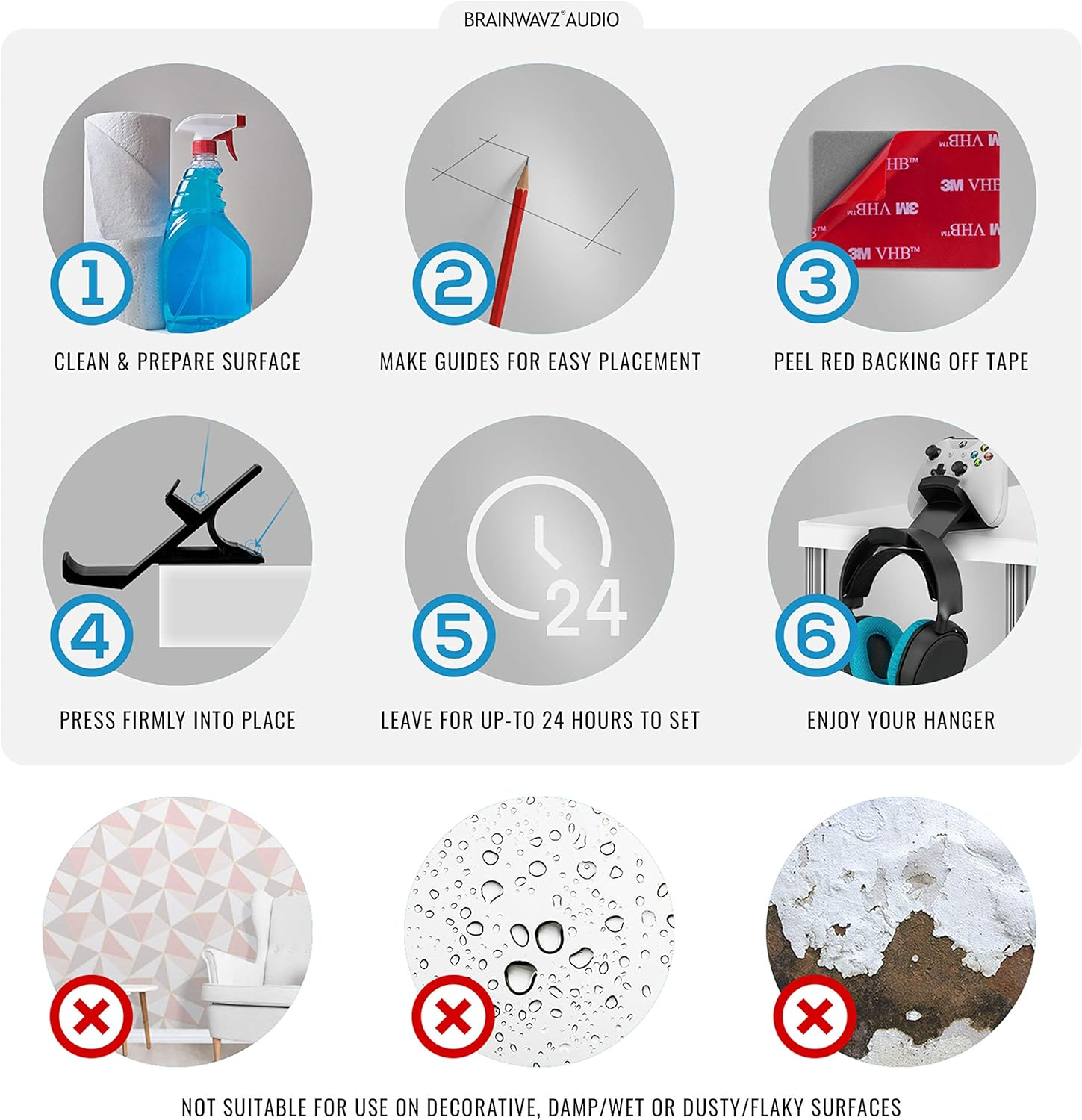 The Titan - Desktop Gamepad Controller & Headphone Hanger Holder - Designed for XBOX ONE, PS4, PS3, Dualshock, Switch, PC, Steelseries, Steam & More, Reduce Clutter, Black by Brainwavz image number 4